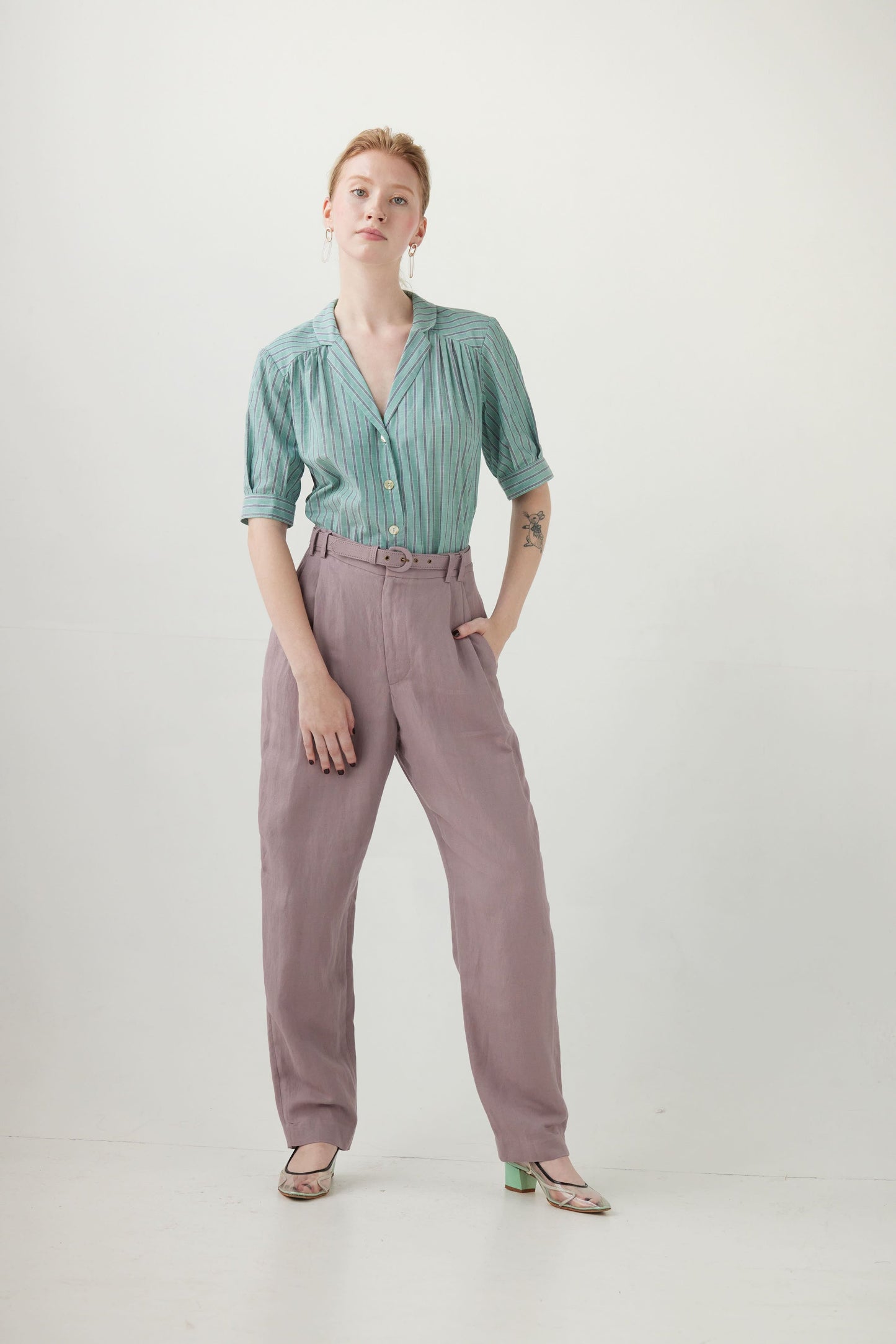 Sophia Pant in Linen Blend Pants CHRISTINE ALCALAY Wisteria 0 