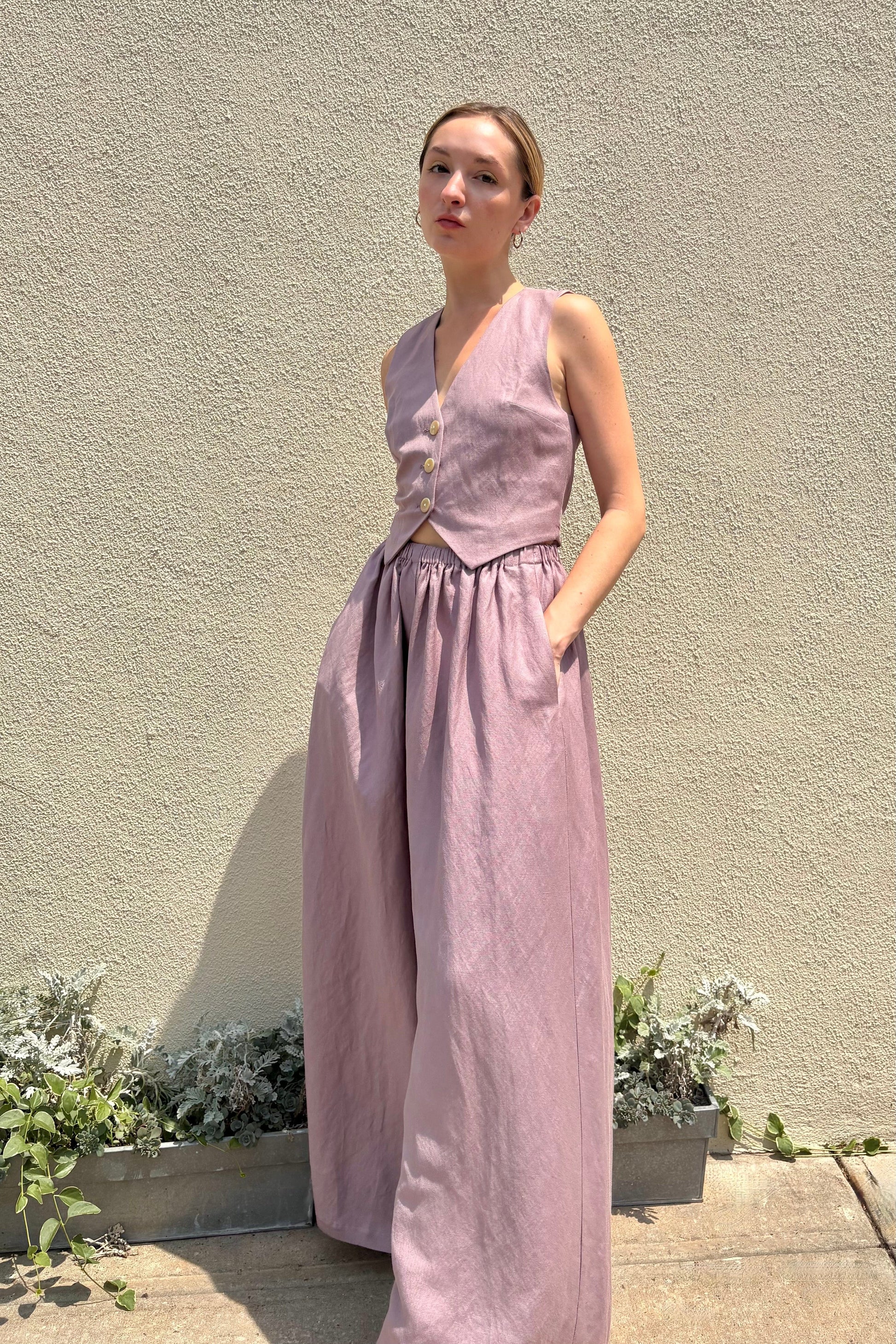 Gretchen Pant in Linen Blend Pants CHRISTINE ALCALAY Wisteria XS/S