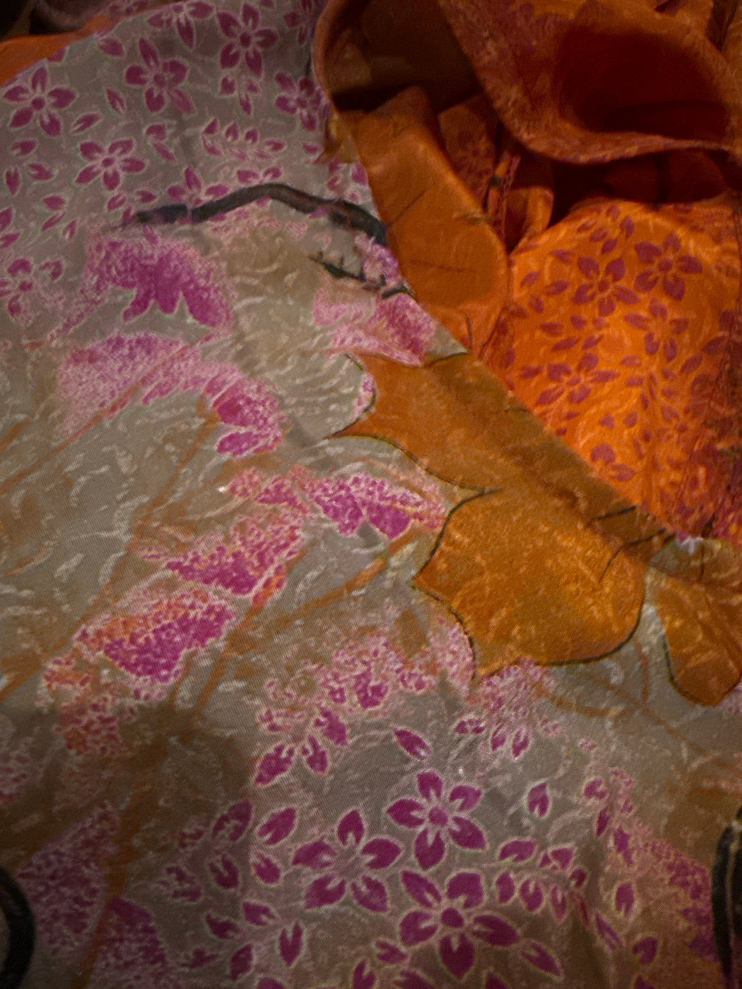 Vintage Silk Kimonos Robes CHRISTINE ALCALAY Floral & Swirls (red)