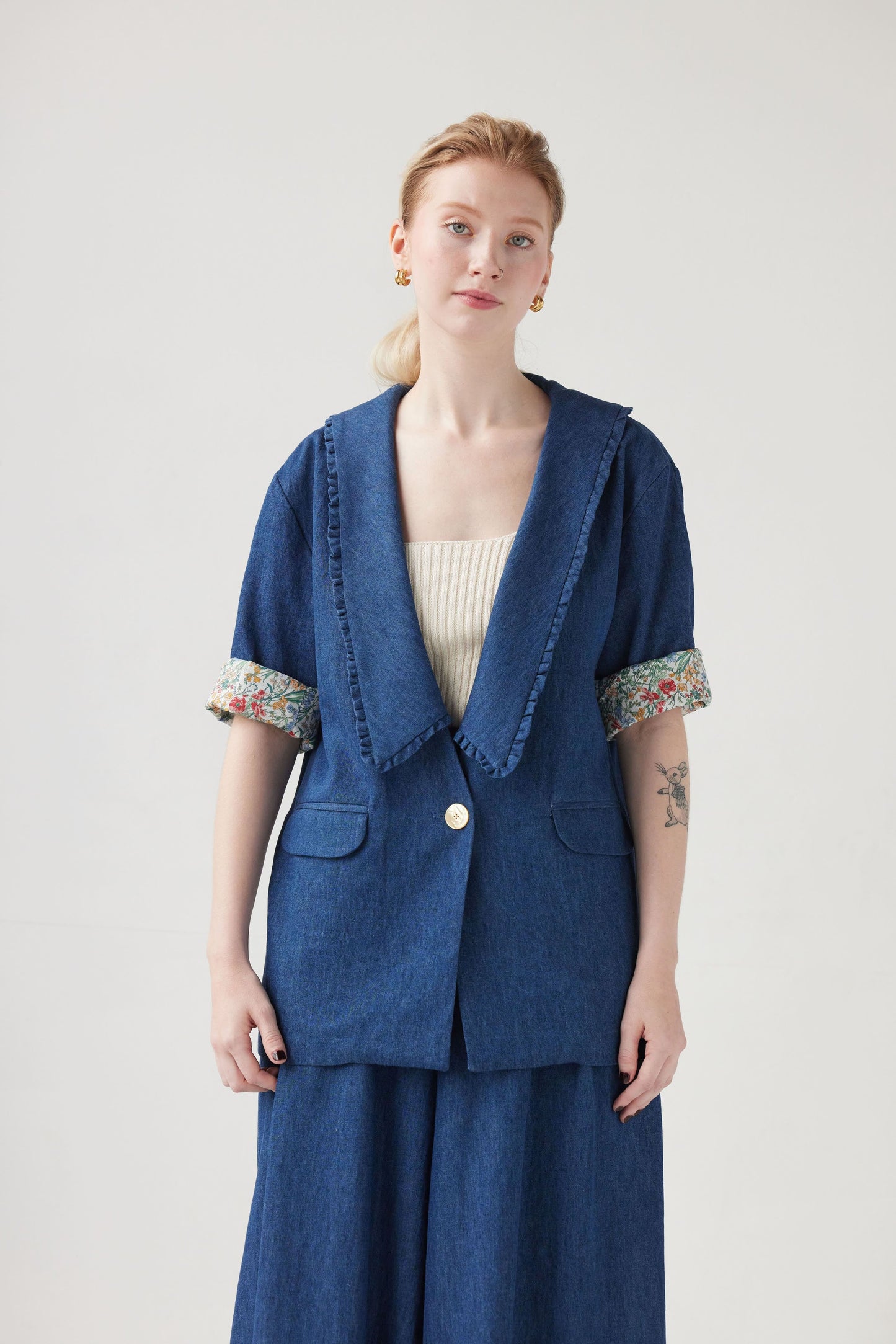 SAMPLE SS24 - Sandra Jacket in Soft Suiting Samples CHRISTINE ALCALAY Denim Extra Small 