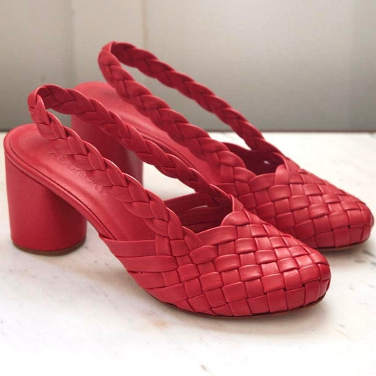 Lucille Braided Heel in Maraschino Cherry Shoes CHRISTINE ALCALAY