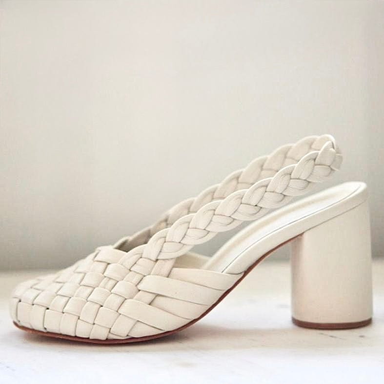 Lucille Braided Heel in Vanilla Shoes CHRISTINE ALCALAY