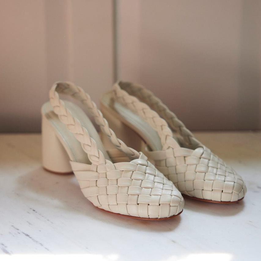 Lucille Braided Heel in Vanilla Shoes CHRISTINE ALCALAY