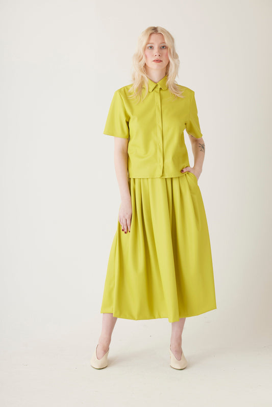 Audrey Midi Skirt in Pleatherette Skirts CHRISTINE ALCALAY Citrine 00