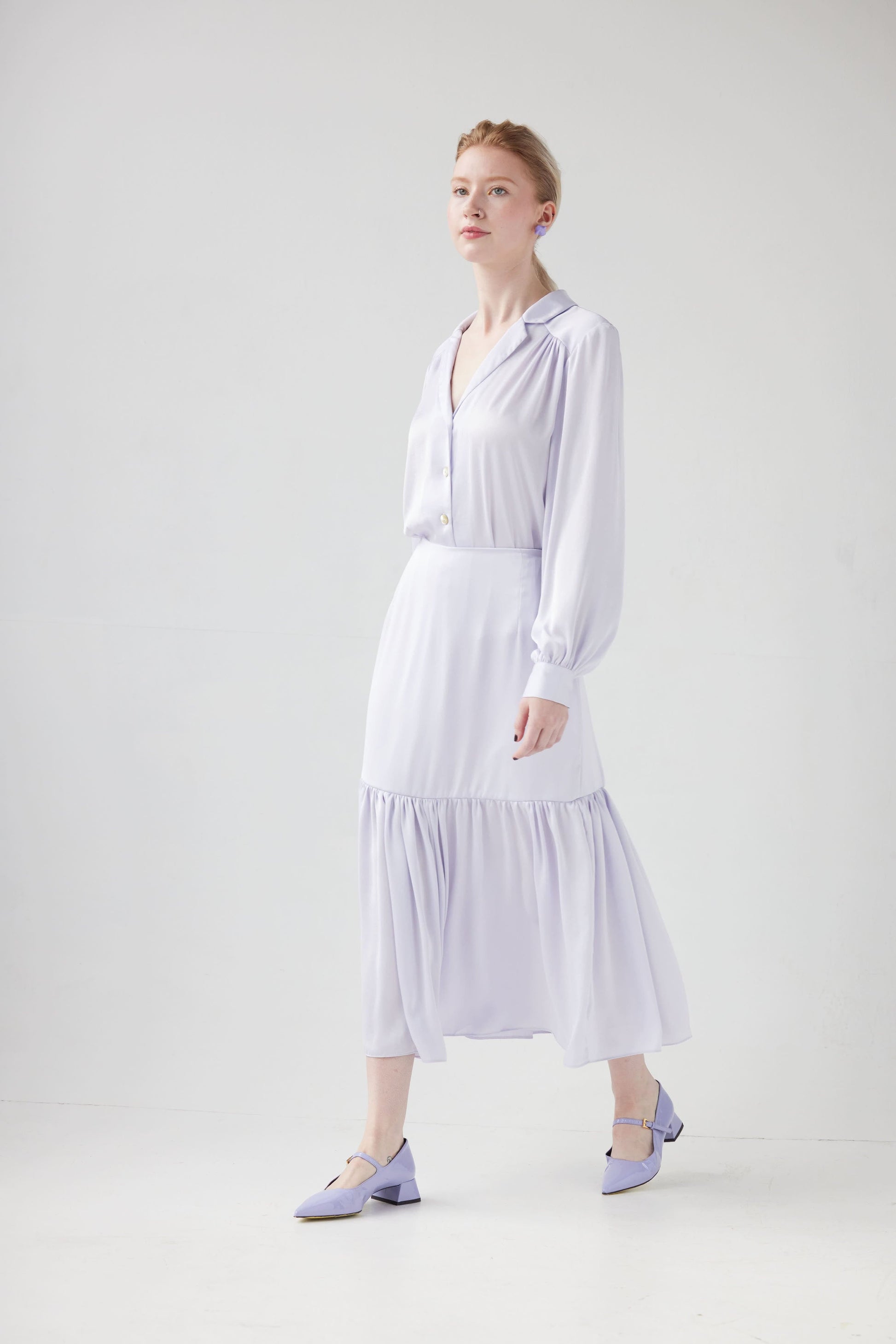 Colette Skirt in Japanese Charmeuse Skirts CHRISTINE ALCALAY Light Lilac 0 