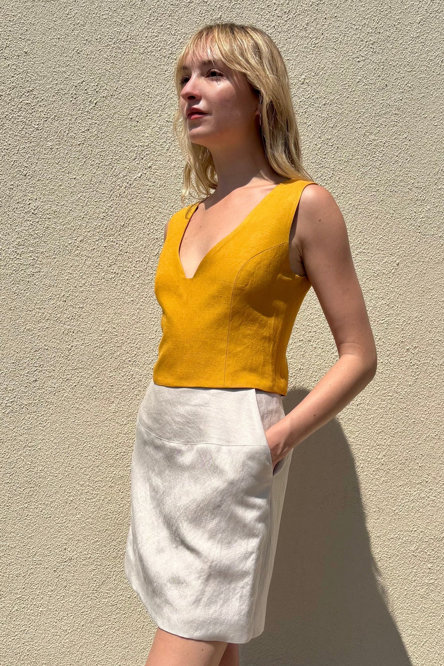 Sophie Top in Linen Blend Tops CHRISTINE ALCALAY