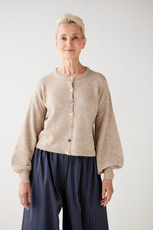 Colleen Mixed Button Cardigan Sweater Sweaters CHRISTINE ALCALAY Oatmeal Extra Small