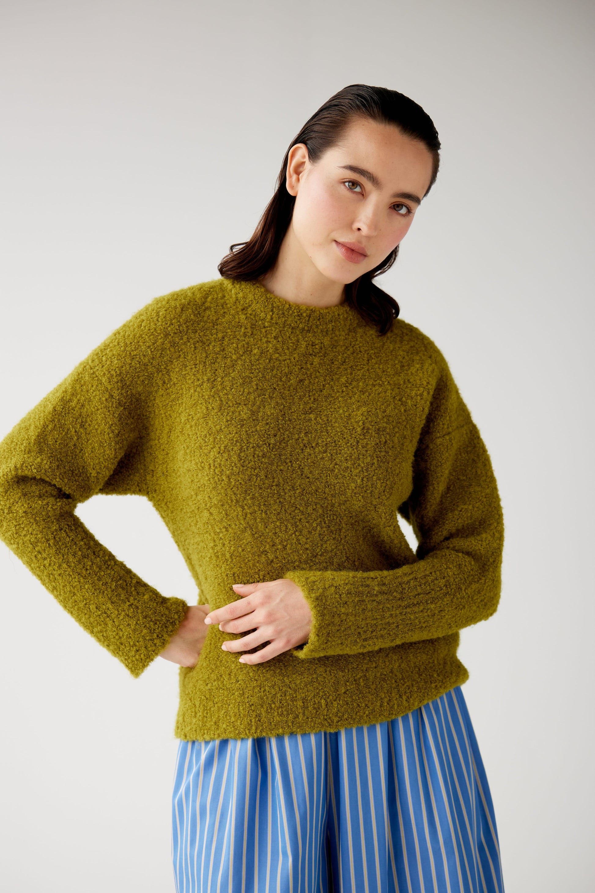SAMPLE FW25 - Teddy Sweater in Alpaca Boucle Samples CHRISTINE ALCALAY Pickle ONE SIZE