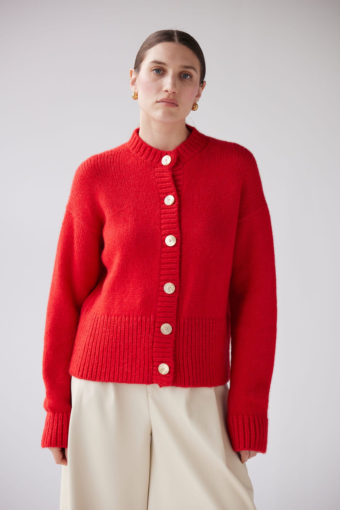 Petra Cardigan in Alpaca Blend Sweaters CHRISTINE ALCALAY Scarlett Red One Size