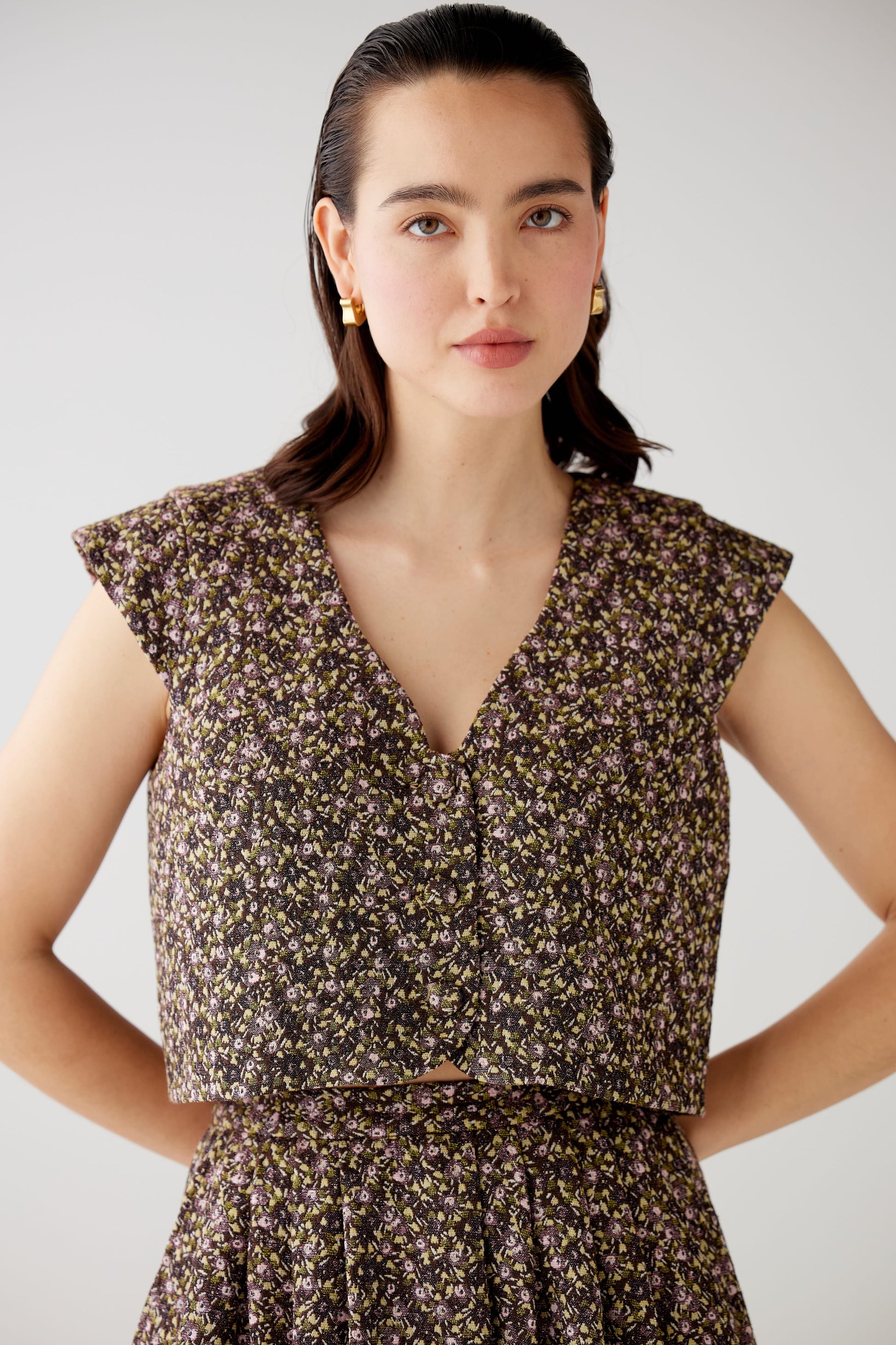 Amare Top in Ditsy Floral Brocade Tops CHRISTINE ALCALAY
