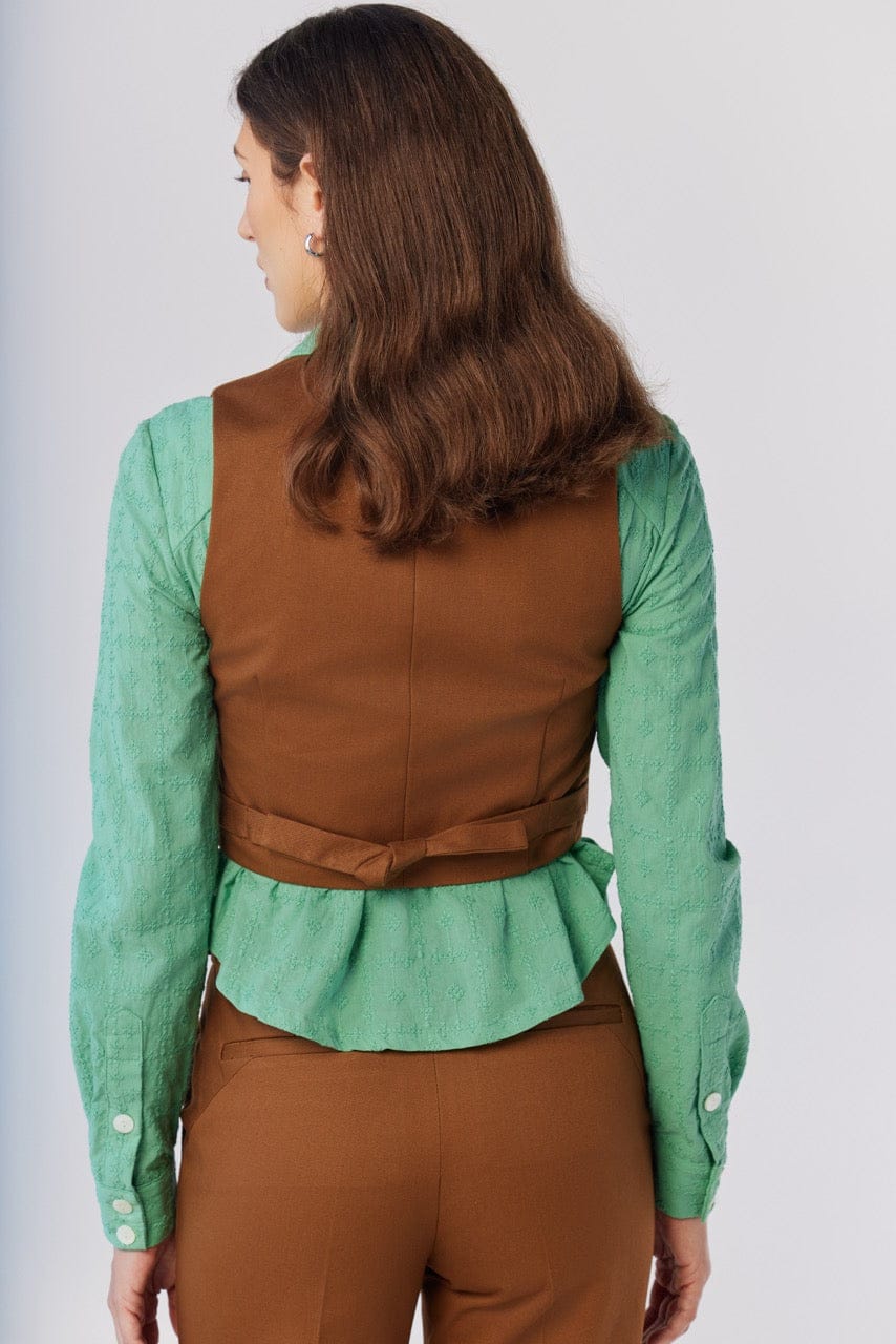 SAMPLE SS26 - Annie Vest in Cigar Cotton Twill Samples CHRISTINE ALCALAY