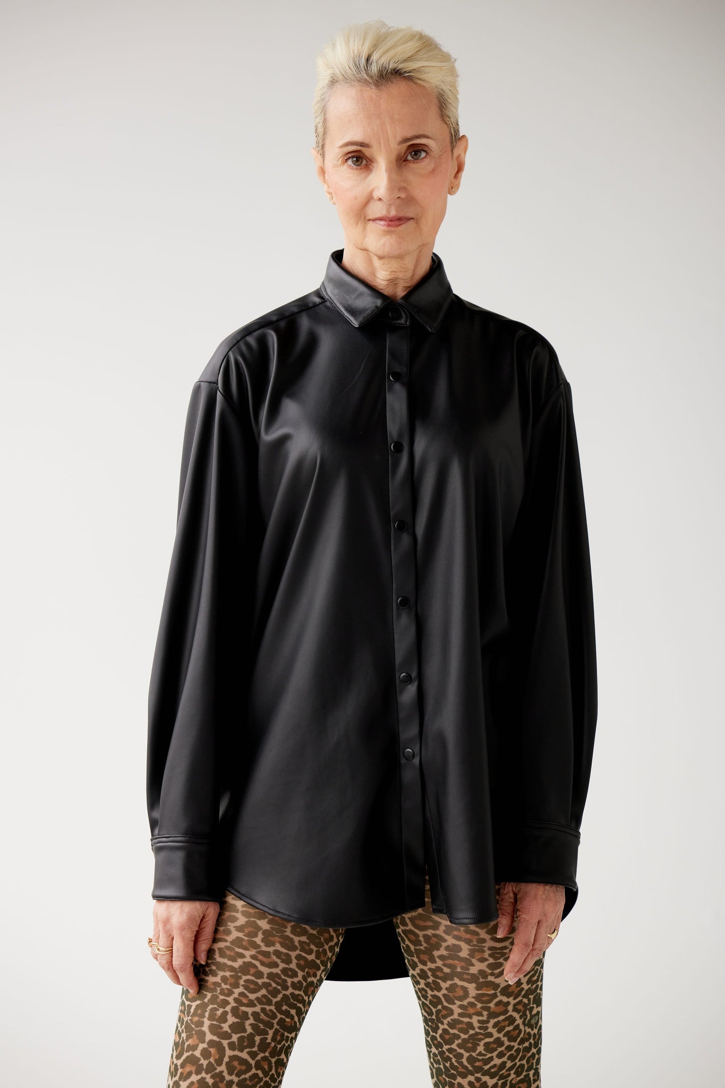 Jose Shirt in Pleatherette Tops CHRISTINE ALCALAY Black XS/S