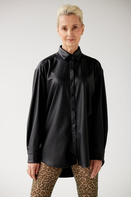 Jose Shirt in Pleatherette Tops CHRISTINE ALCALAY Black XS/S