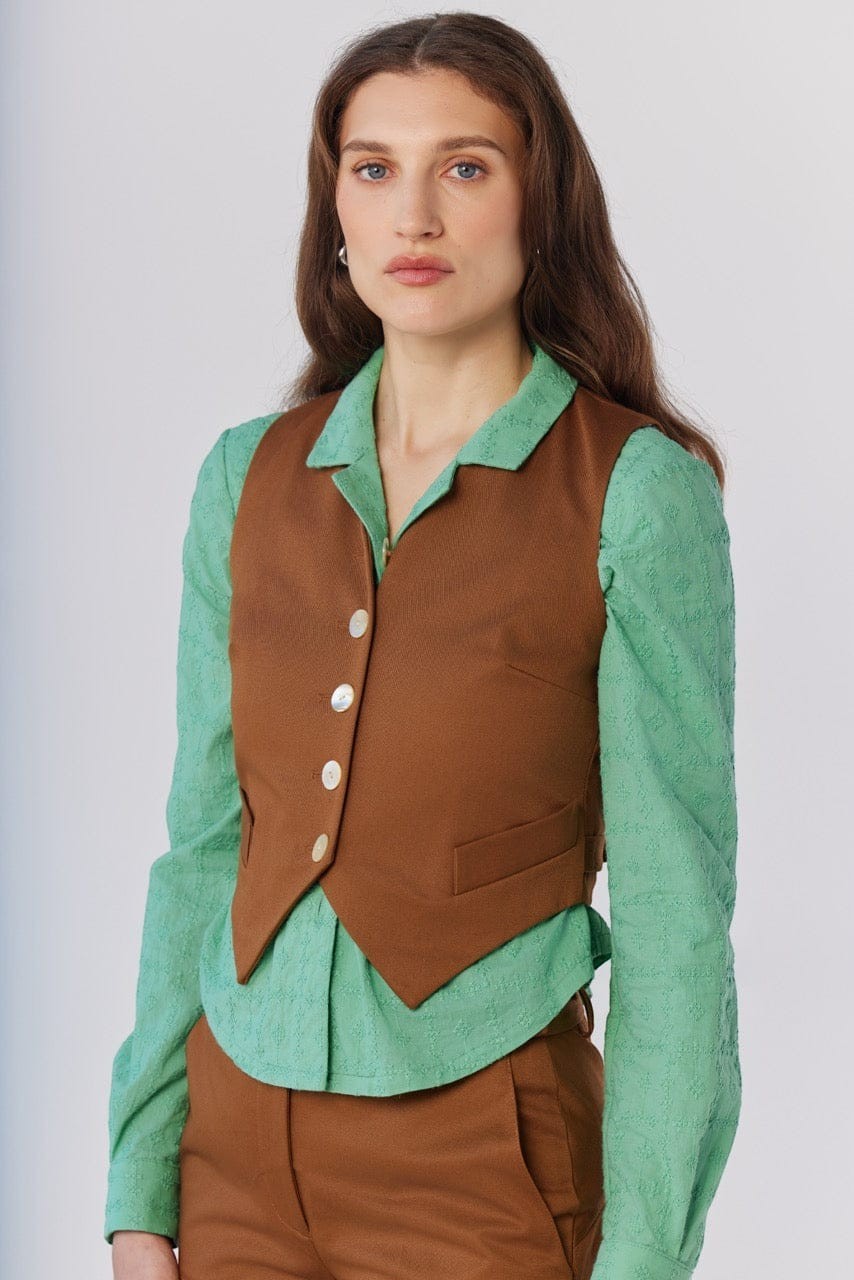 Annie Vest in Cigar Cotton Twill