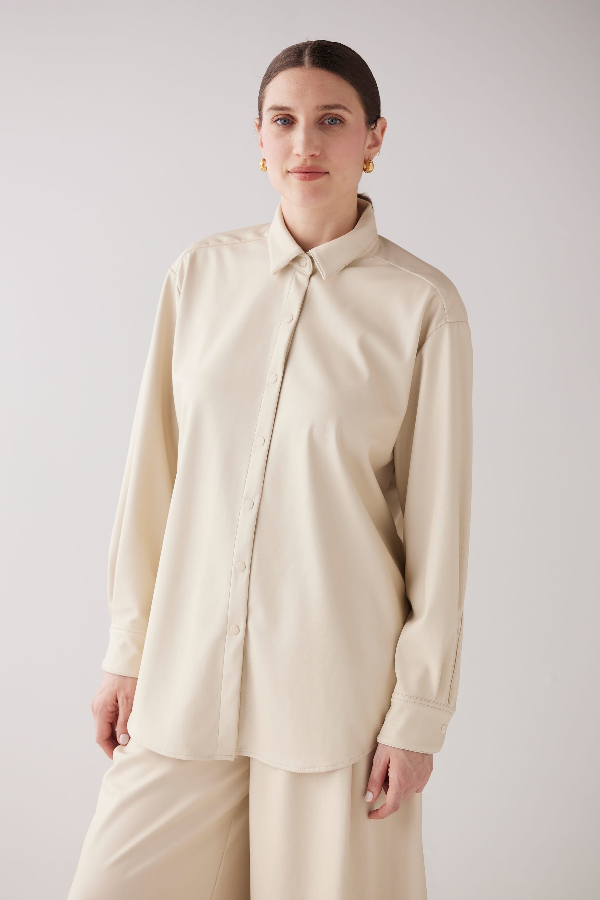 Jose Shirt in Pleatherette Tops CHRISTINE ALCALAY Cream XS/S