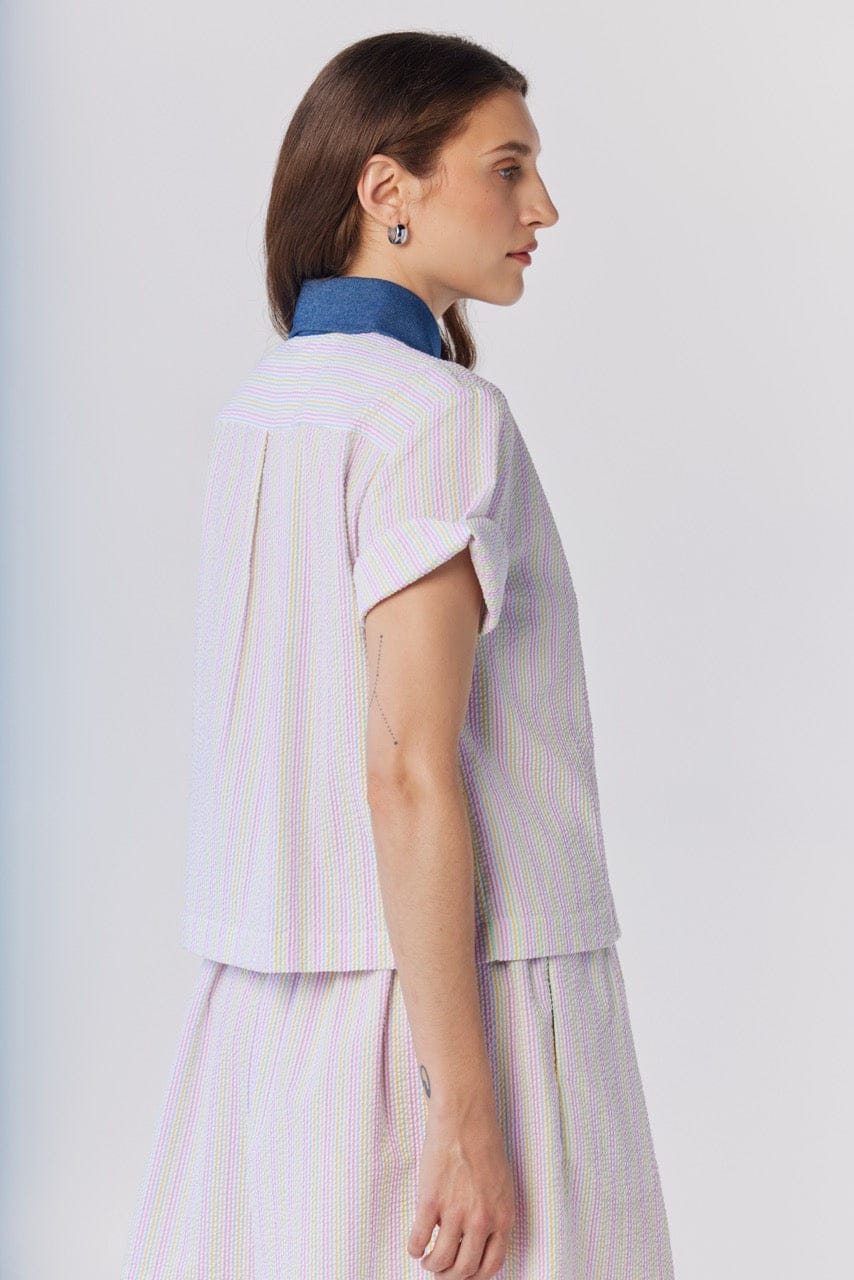 Flora Blouse in Candy Stripe Seersucker Tops CHRISTINE ALCALAY