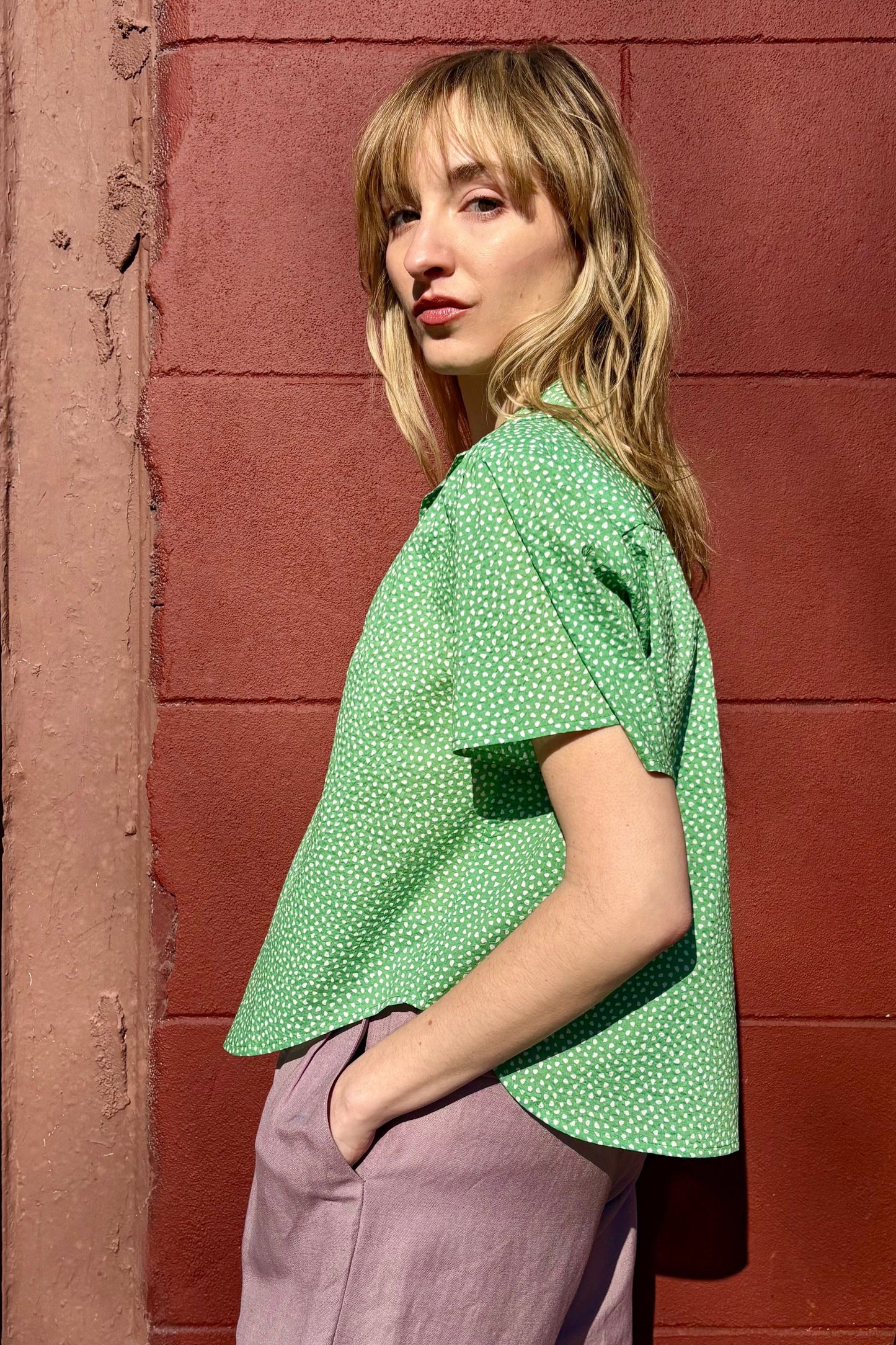 Georgina Blouse in Cotton Pebble Print Tops CHRISTINE ALCALAY