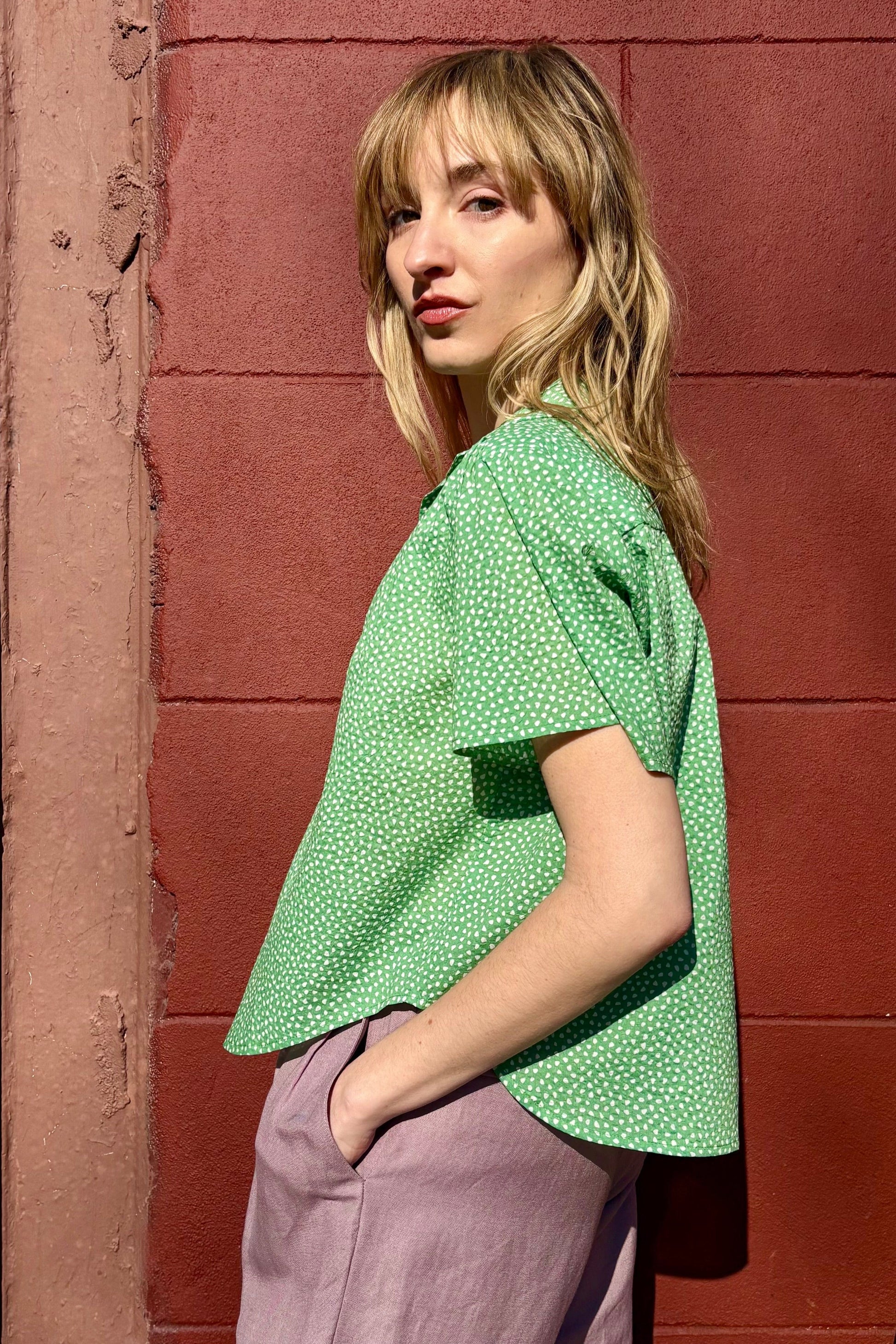 Georgina Blouse in Cotton Pebble Print Tops CHRISTINE ALCALAY