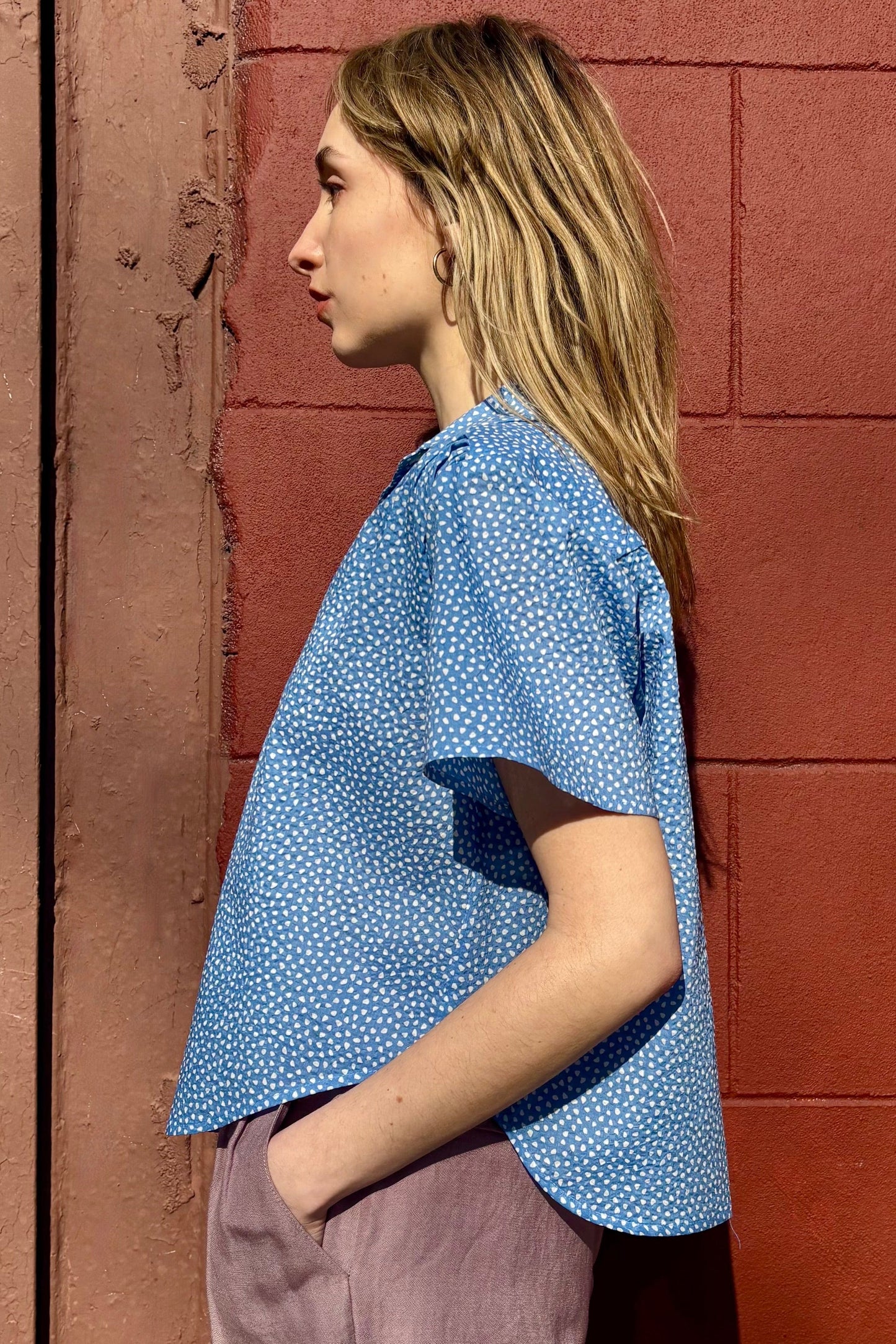 Georgina Blouse in Cotton Pebble Print Tops CHRISTINE ALCALAY