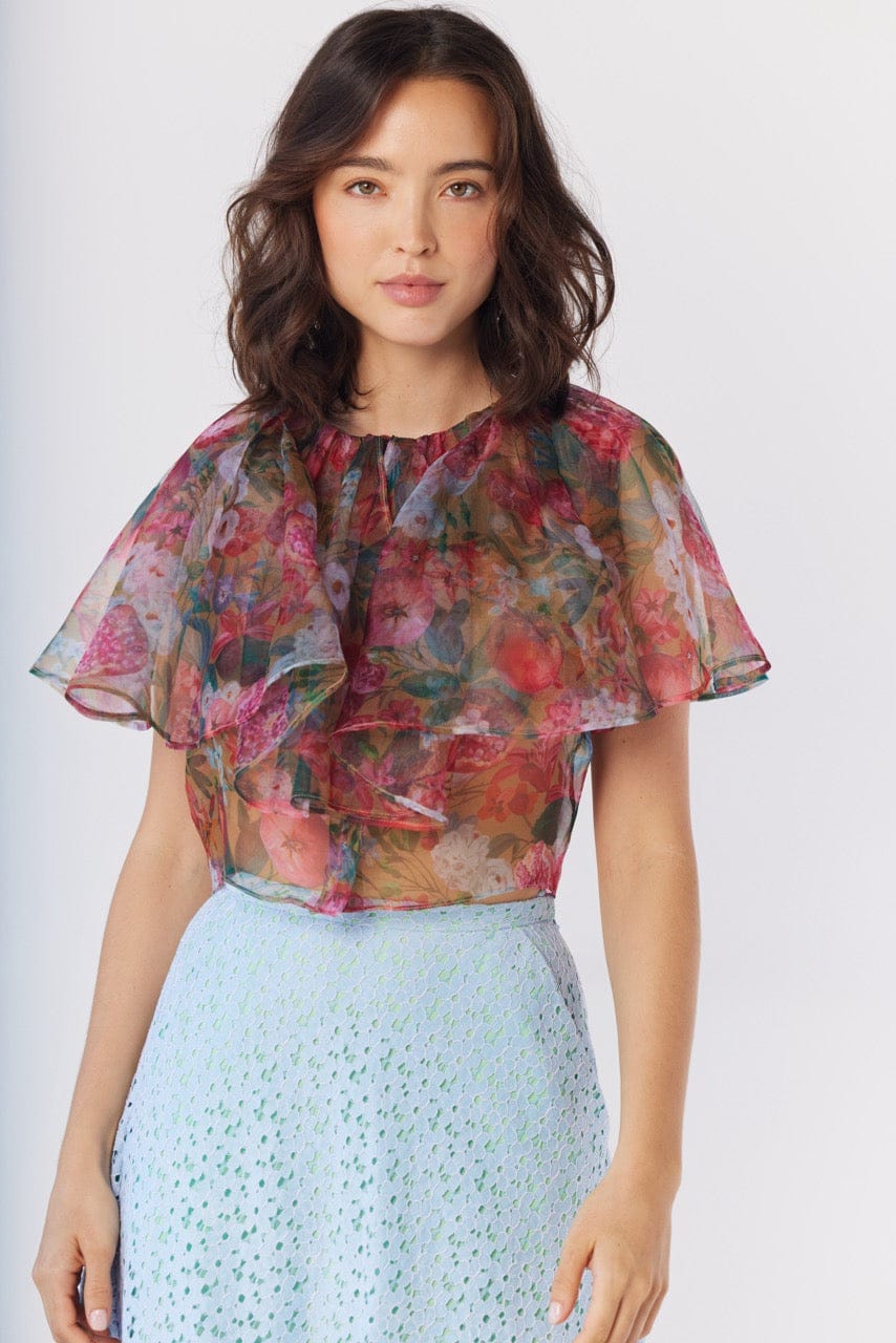 Izzy Blouse in Pom Floral Silk Organza Tops CHRISTINE ALCALAY