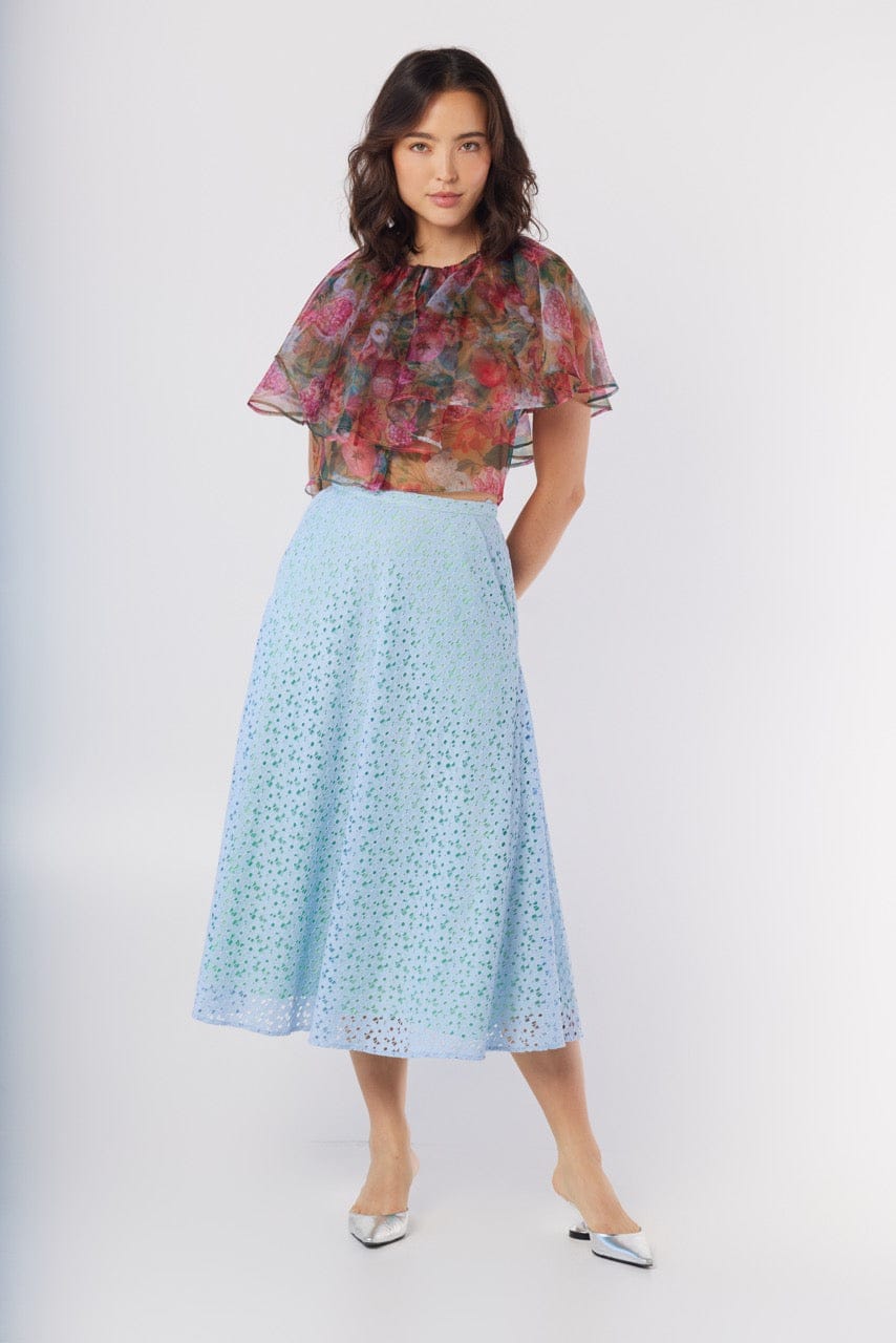 Izzy Blouse in Pom Floral Silk Organza Tops CHRISTINE ALCALAY
