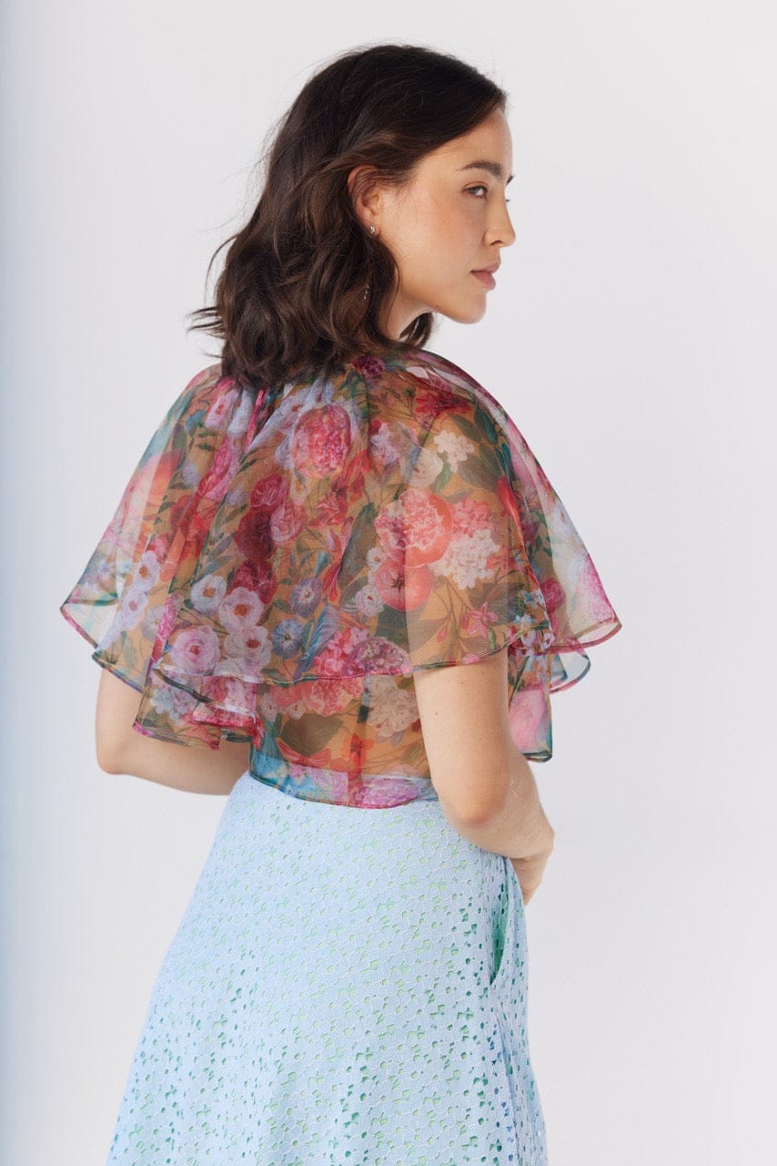 Izzy Blouse in Pom Floral Silk Organza Tops CHRISTINE ALCALAY