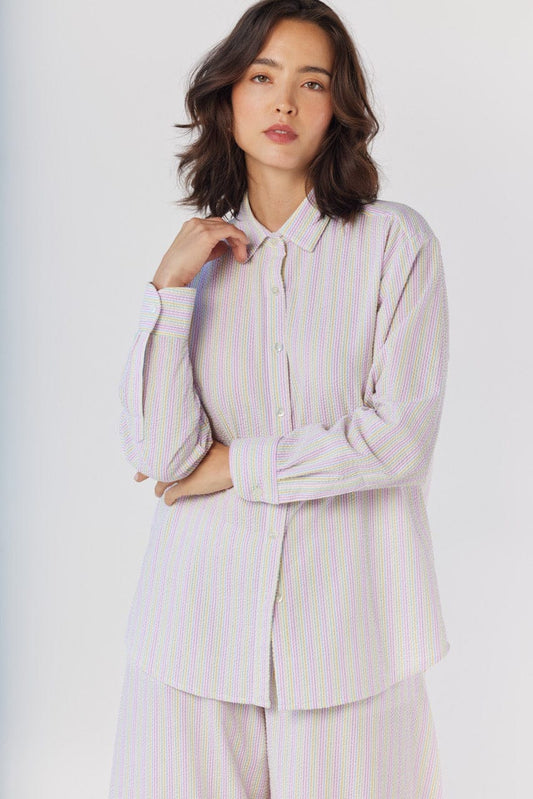 Jose Shirt in Candy Stripe Seersucker Tops CHRISTINE ALCALAY