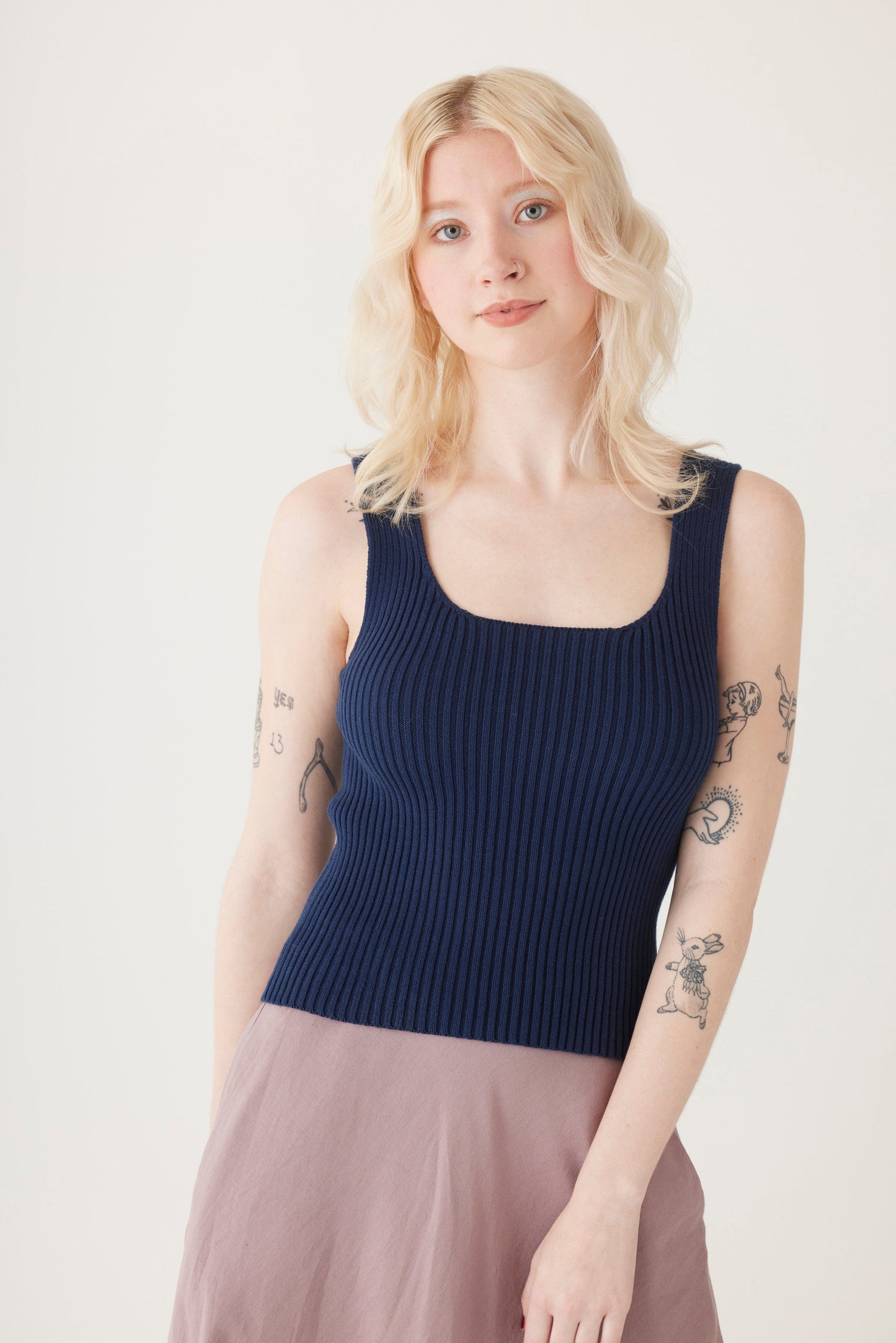 Kate Rib Tank in Pima Cotton Tops CHRISTINE ALCALAY   