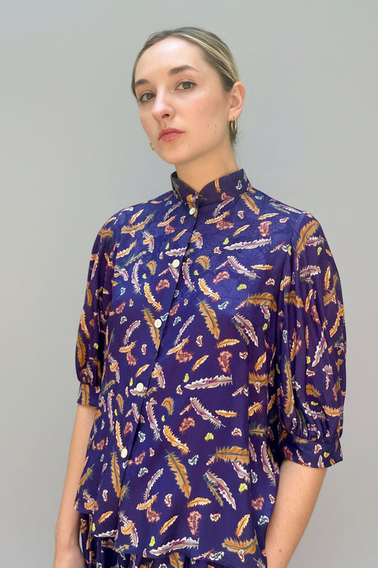 Livia Blouse in Feather Print Tops CHRISTINE ALCALAY   