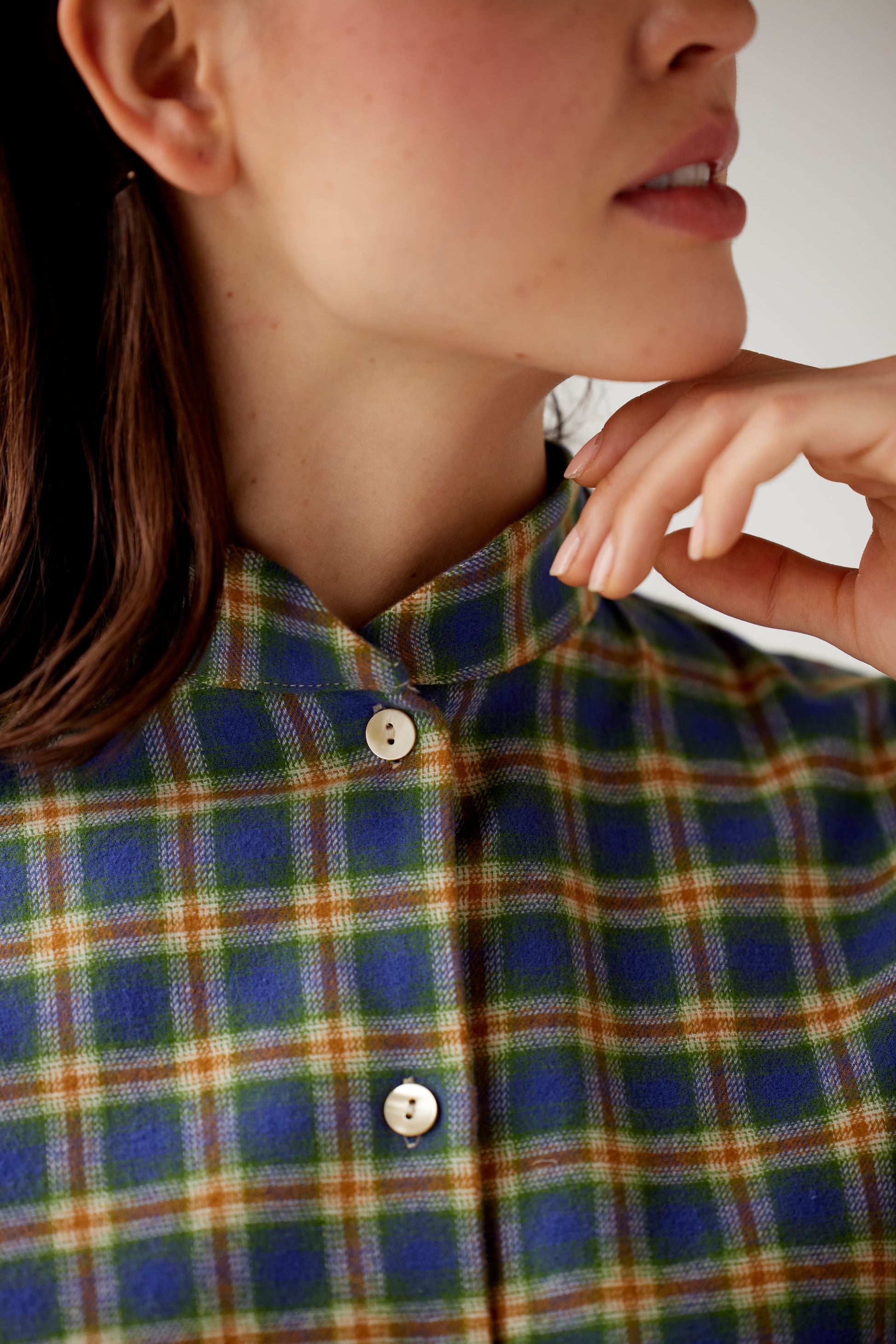 Livia Blouse in Horizon Plaid Cotton Flannel Tops CHRISTINE ALCALAY