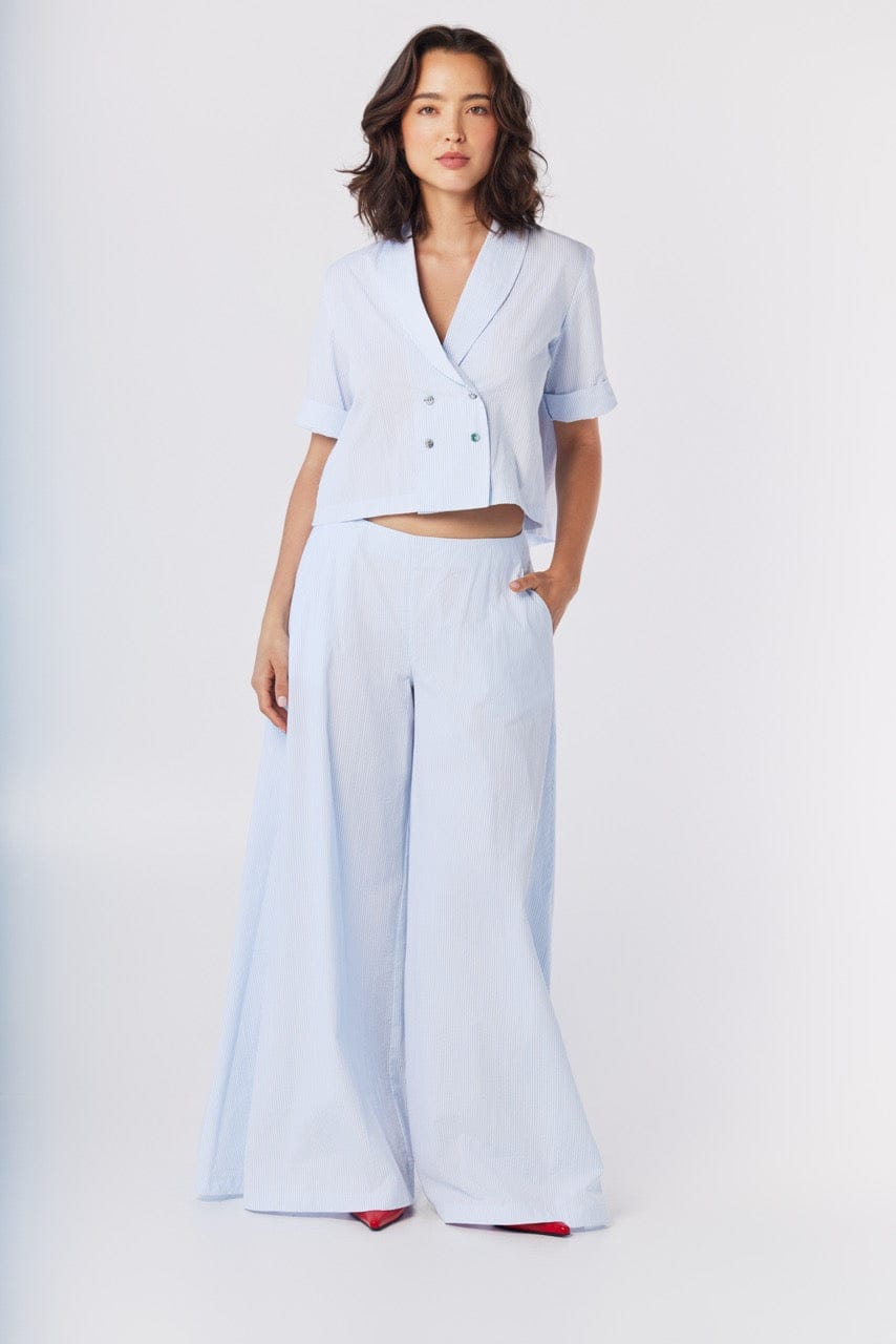 Matilde Top in Blue Stripe Seersucker Shirts CHRISTINE ALCALAY