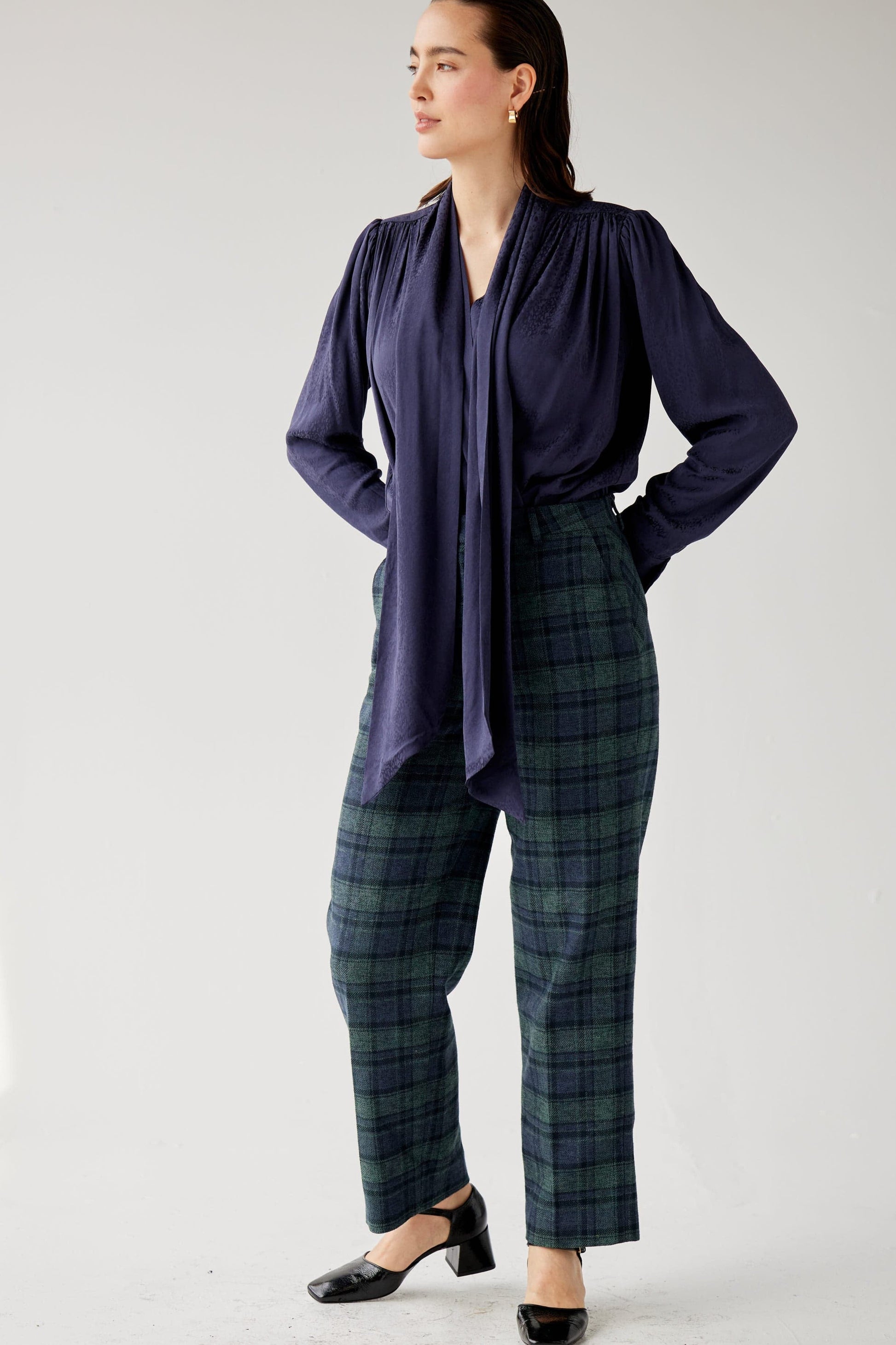 Racquelle Blouse in Leopard Jacquard Tops CHRISTINE ALCALAY Navy Extra Small