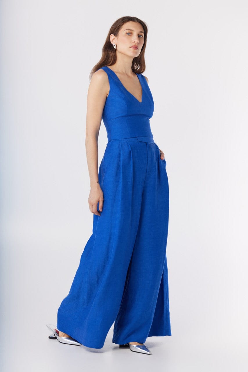 Sophie Top in Lapis Blue Cupro Linen Tops CHRISTINE ALCALAY