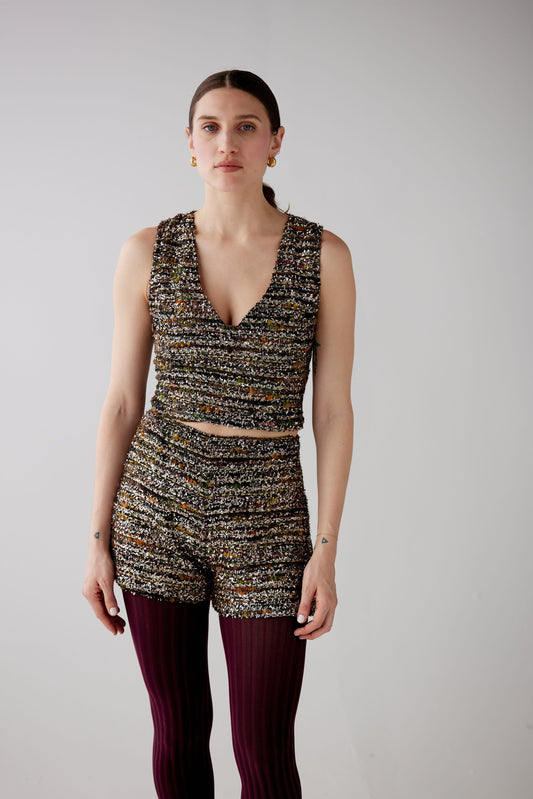Sophie Top in Tinsel Boucle Tweed Tops CHRISTINE ALCALAY