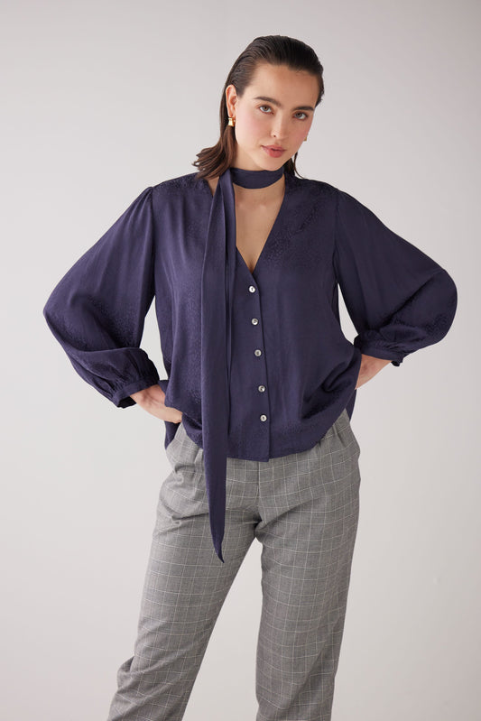 Trish Blouse in Leopard Jacquard Tops CHRISTINE ALCALAY