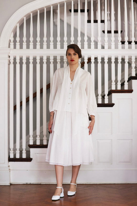 Trish Blouse in Sheer Cotton Windowpane Tops CHRISTINE ALCALAY   