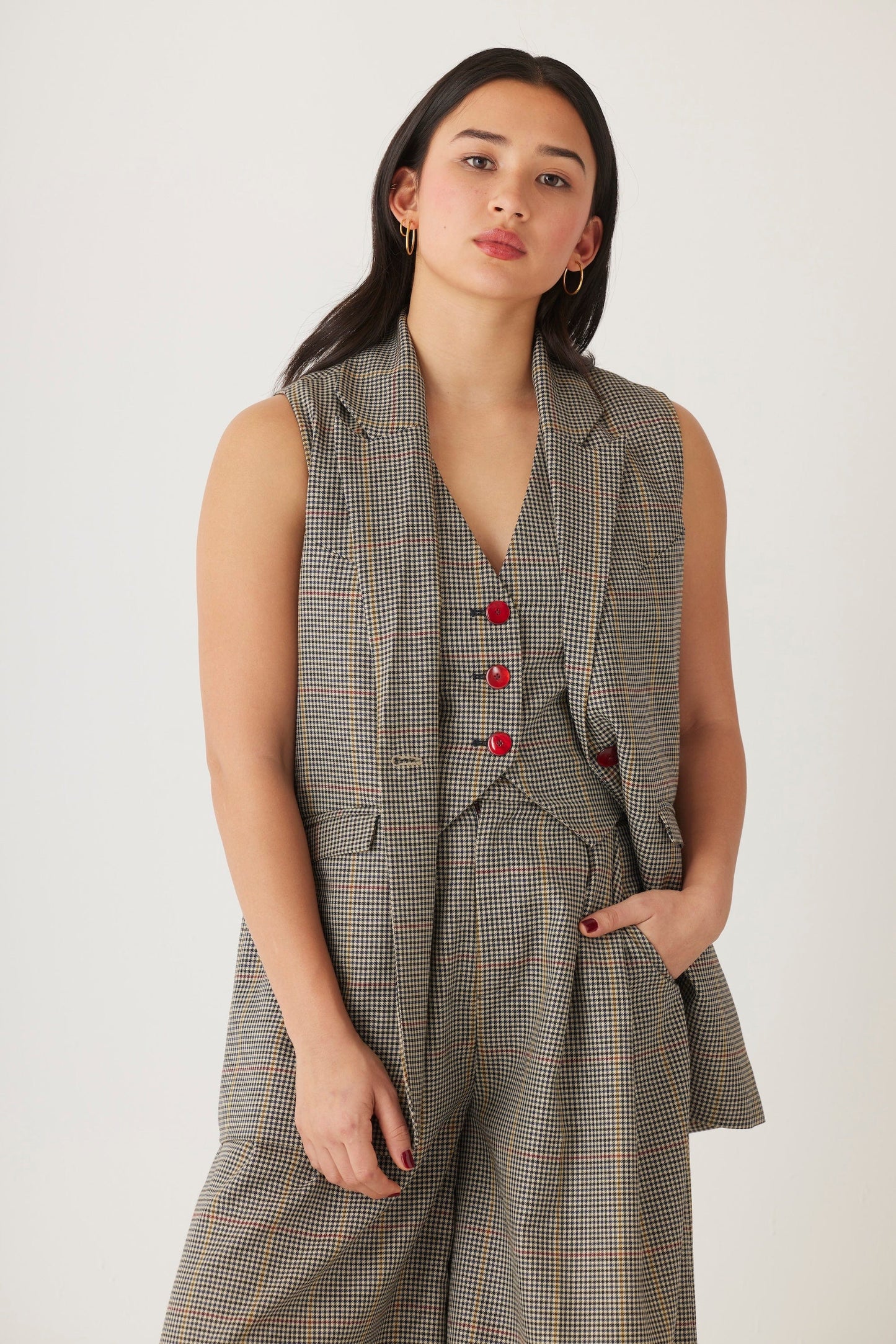 Candice Vest in Tropical Wool Plaid Vests CHRISTINE ALCALAY