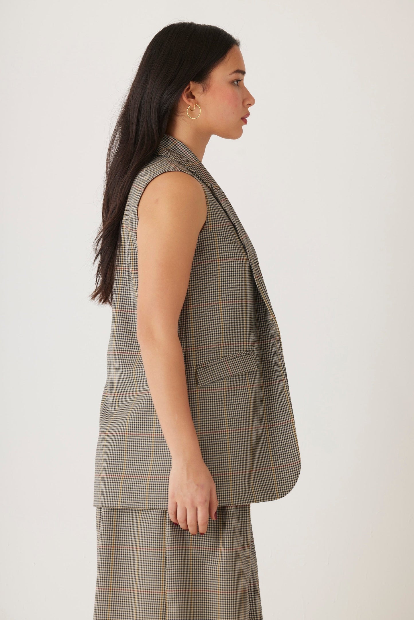 Candice Vest in Tropical Wool Plaid Vests CHRISTINE ALCALAY