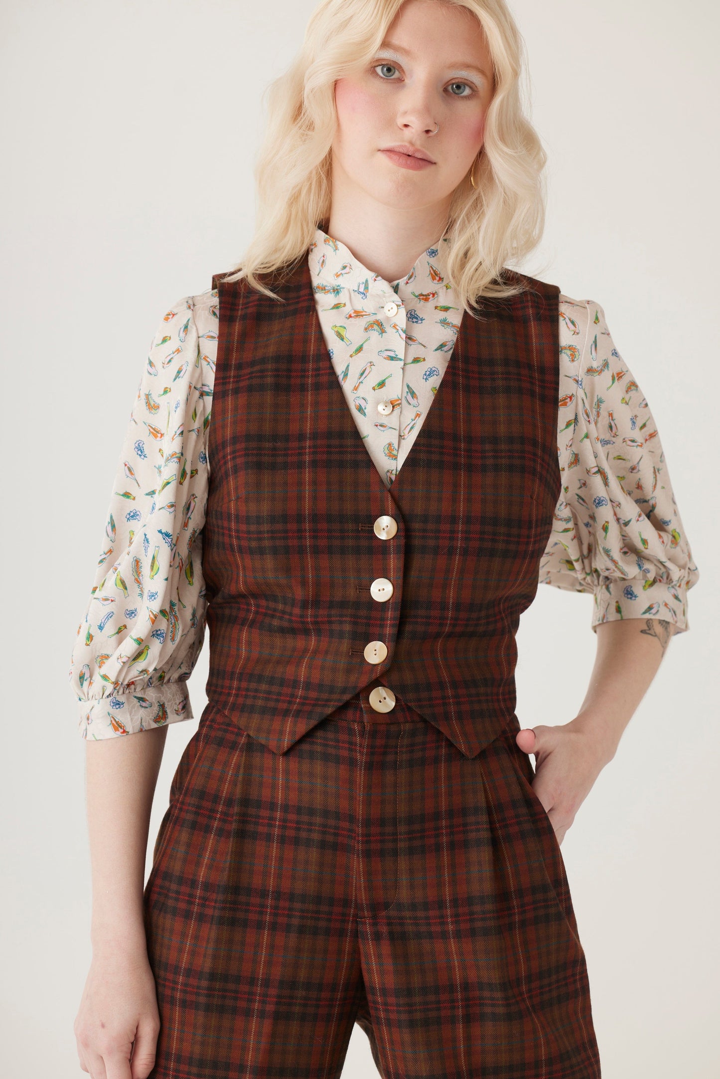 Diane Vest in Fireside Plaid Wool Vests CHRISTINE ALCALAY