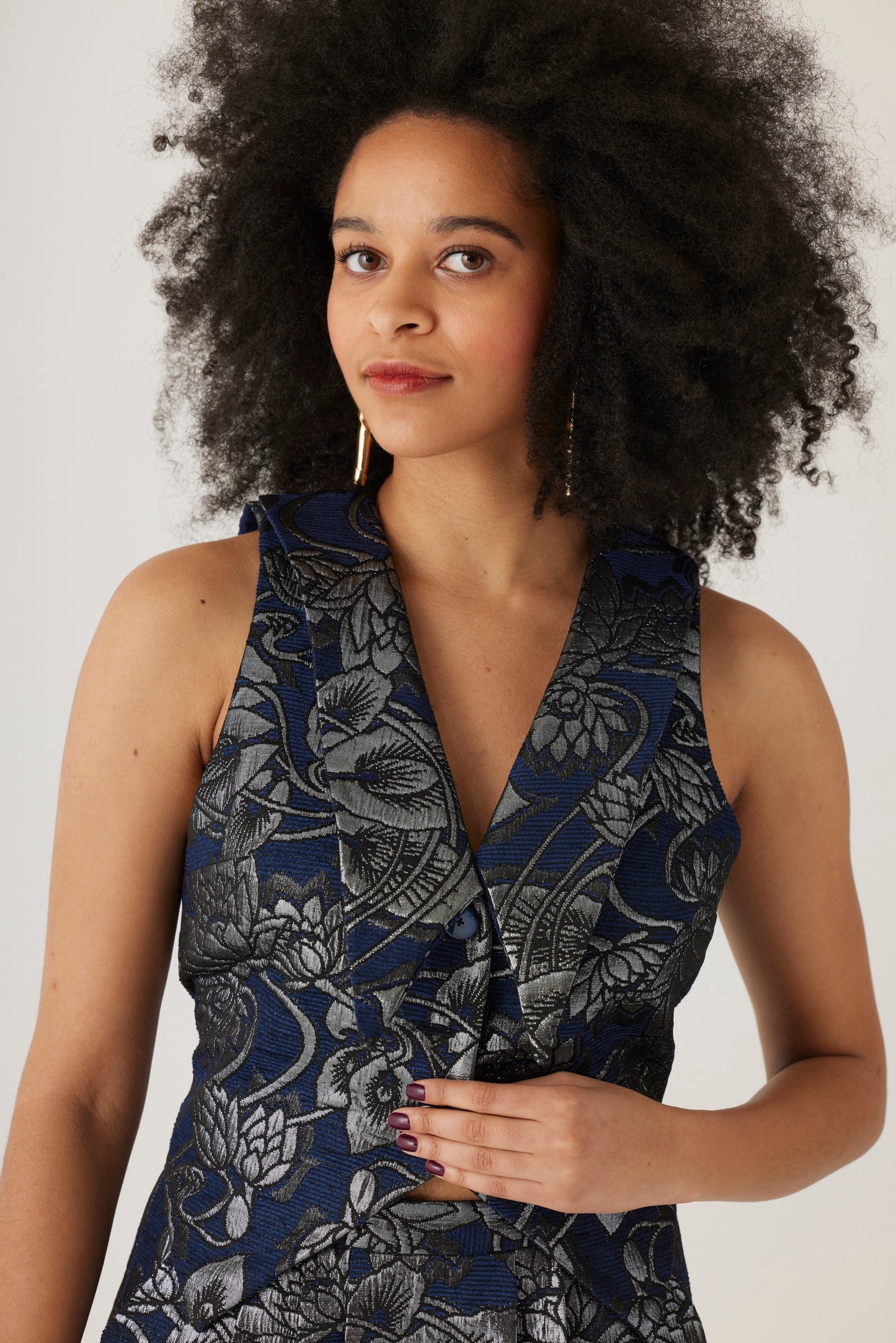 Audrey Collared Vest in Brocade Vests CHRISTINE ALCALAY