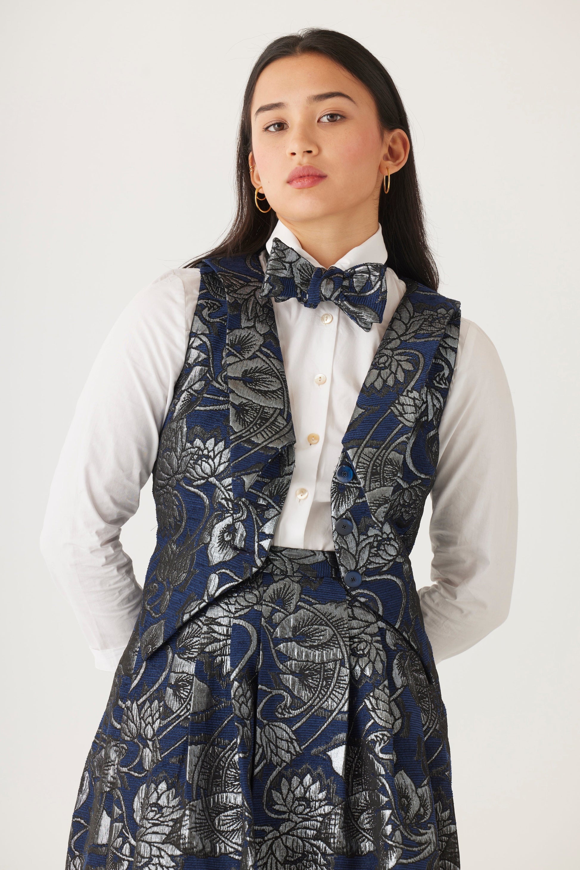 Audrey Collared Vest in Brocade Vests CHRISTINE ALCALAY