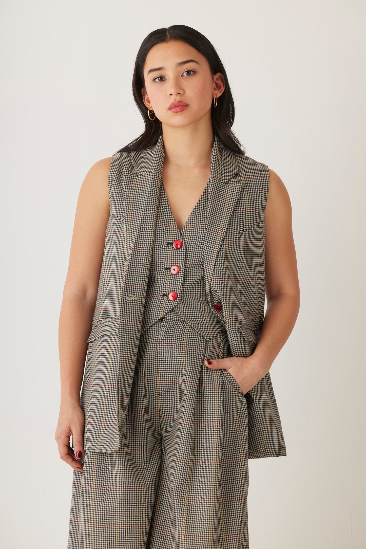 Candice Vest in Tropical Wool Plaid Vests CHRISTINE ALCALAY Tropical Plaid Extra Small