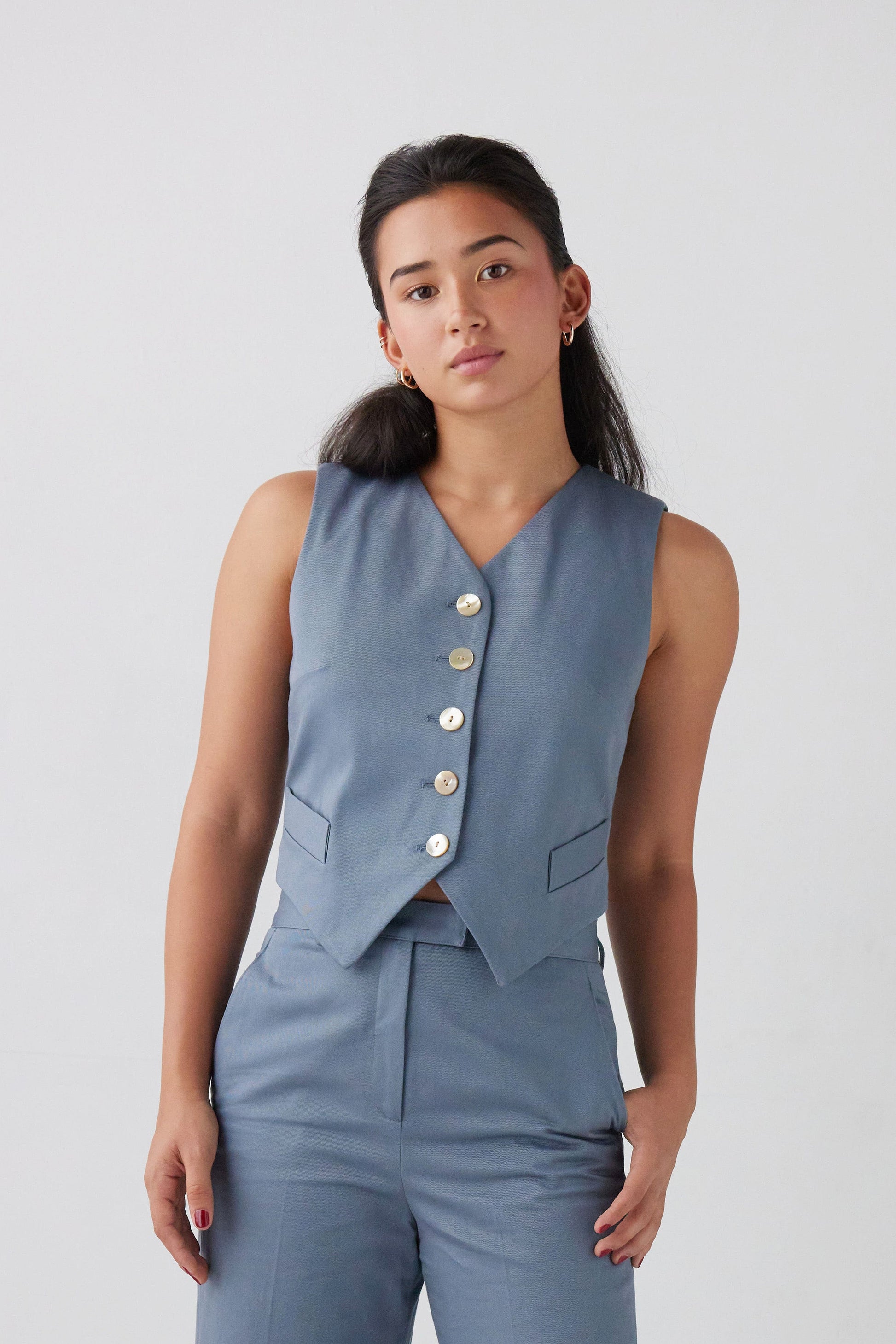 Annie Vest in Cotton Twill Vests CHRISTINE ALCALAY Coast Extra Small 