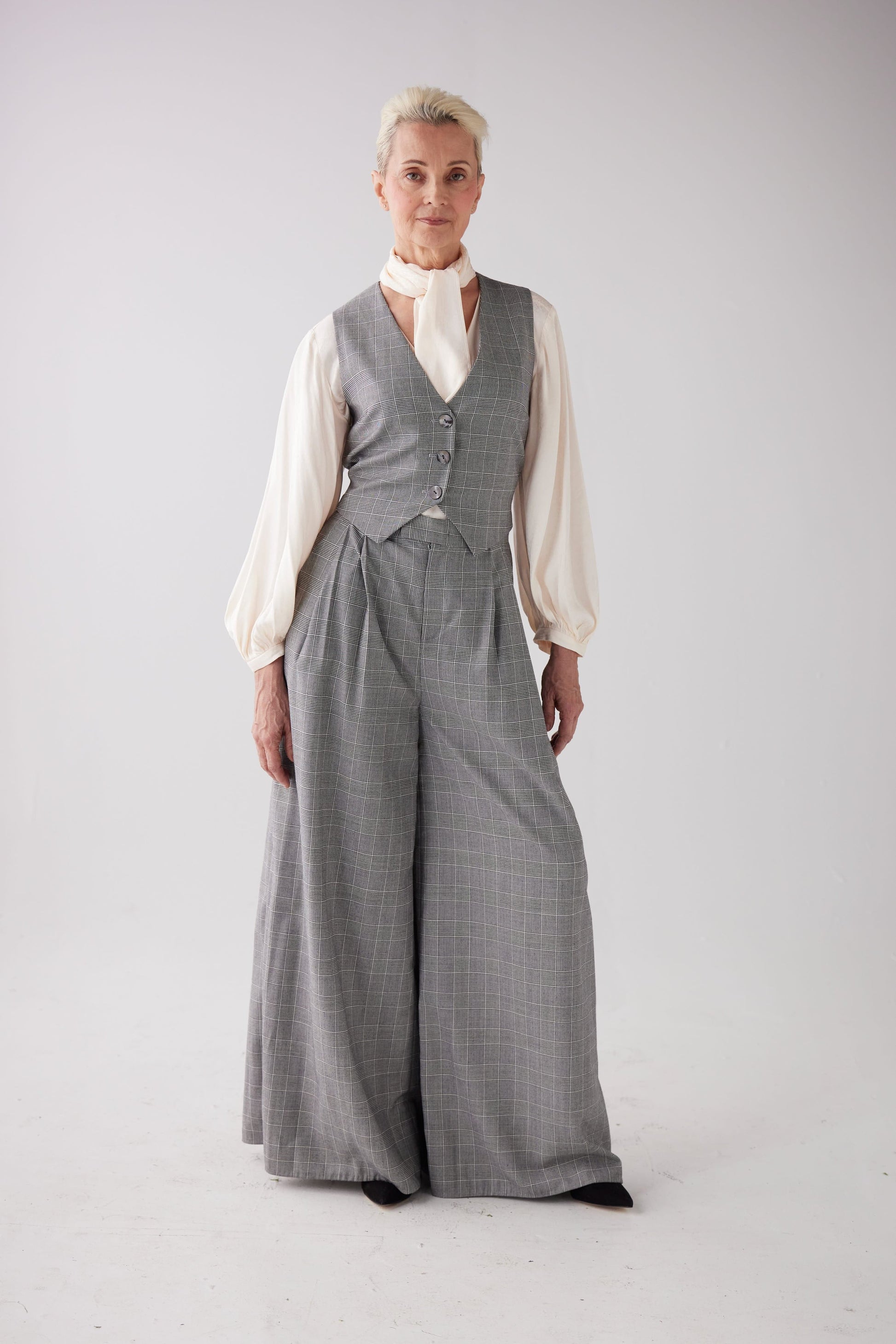 Diane Vest in Black Plaid Tropical Wool Vests CHRISTINE ALCALAY