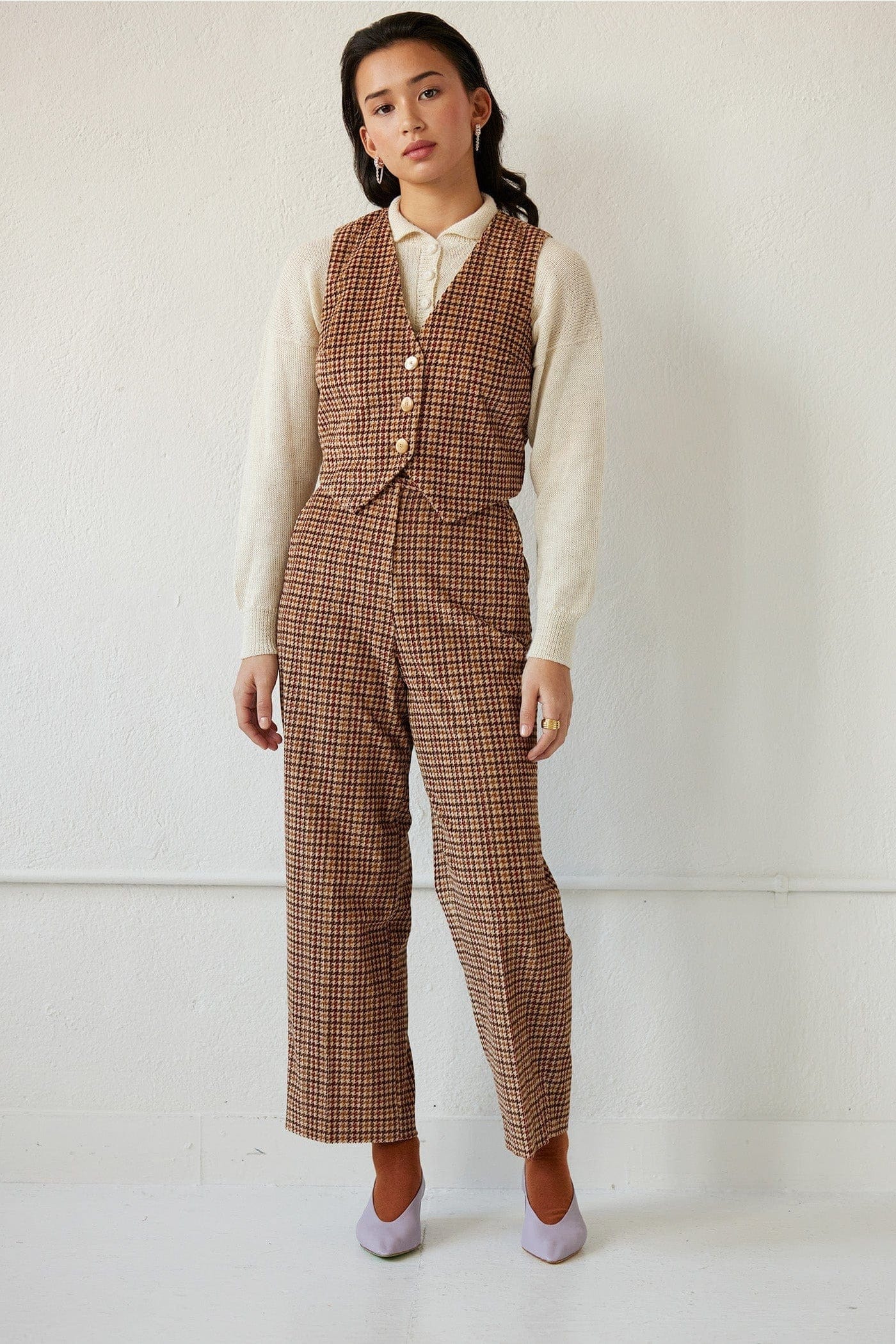 Diane Vest in Italian Houndstooth Corduroy Vests CHRISTINE ALCALAY   