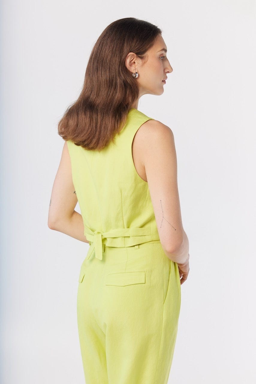 Diane Tailored V Neck Vest in Linen Vests CHRISTINE ALCALAY