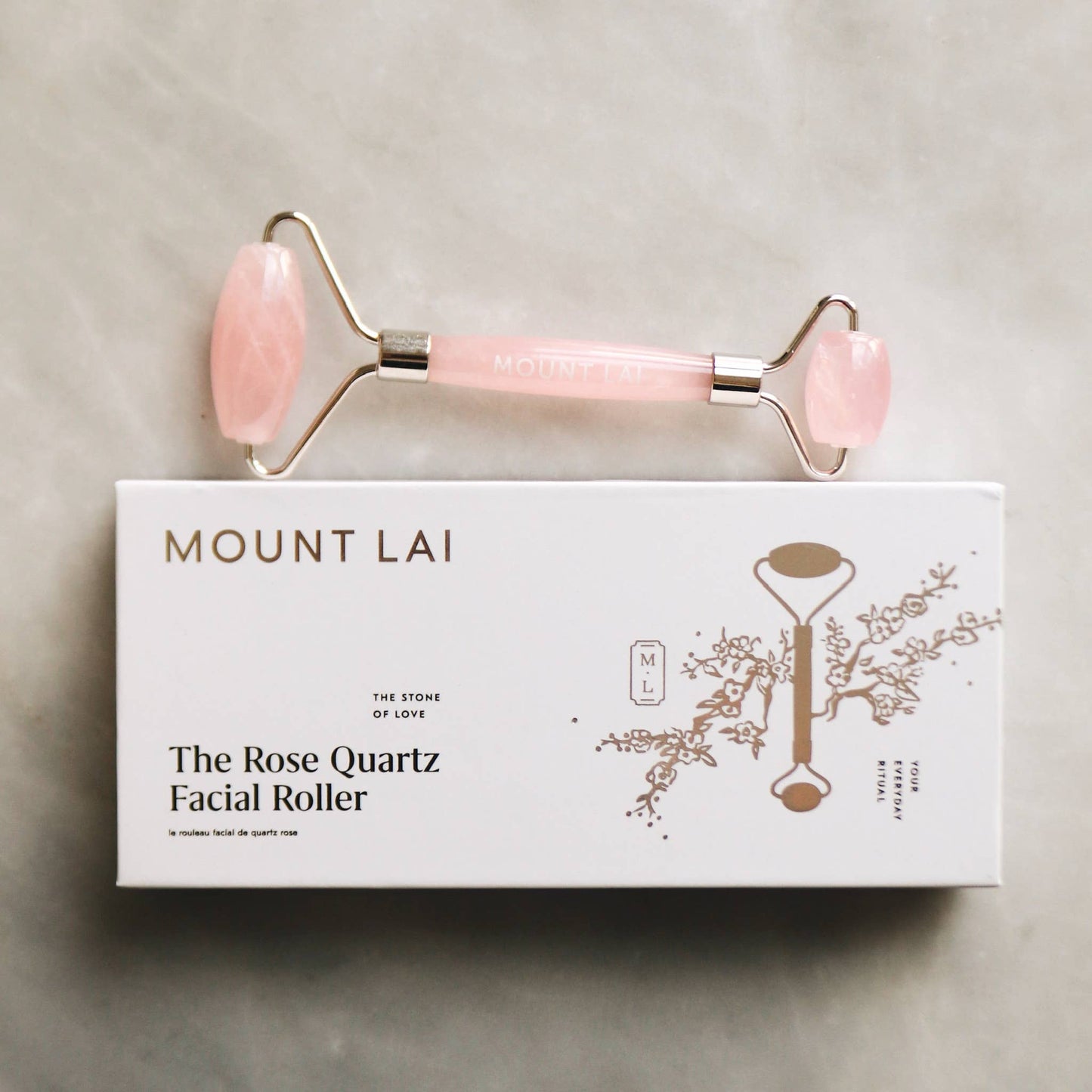 The De-Puffing Rose Quartz Facial Roller Beauty Mount Lai