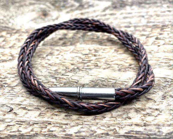 Flint Silver Braided Bracelet *Limited Supply* Jewelry Tres Cuervos Brown L