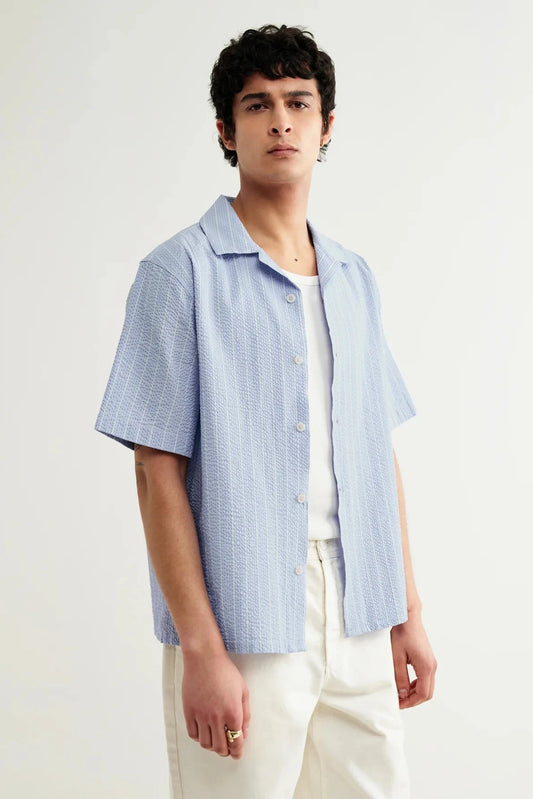 Didcot S/S Shirt Seersucker Stripe Tops Wax London