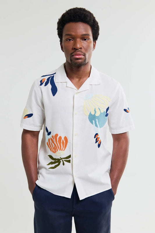 Didcot S/S Shirt Stitch Flower Tops Wax London